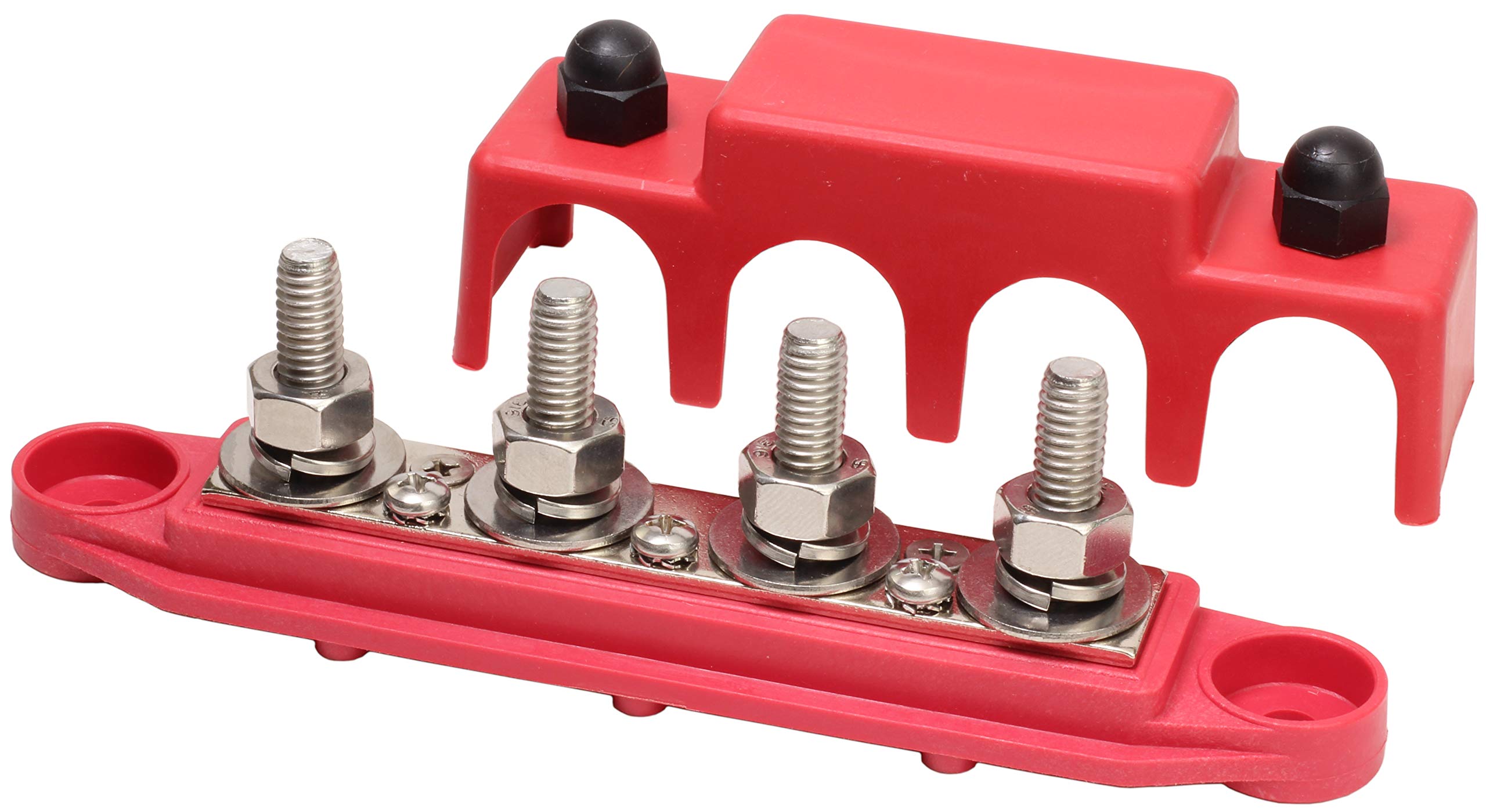 Fastronix 5/16'' 4 Stud Stainless Steel Power Distribution Block With Cover