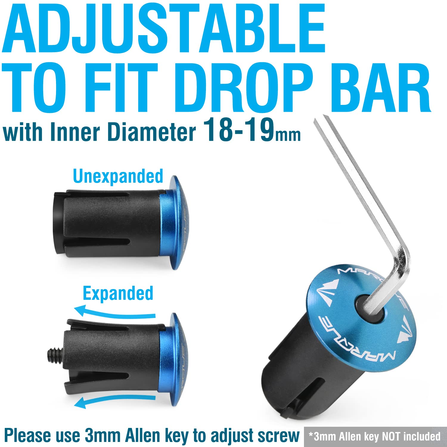 Marque Alloy Enz Handle Bar End Plugs - 2Pcs Per Set (Blue)