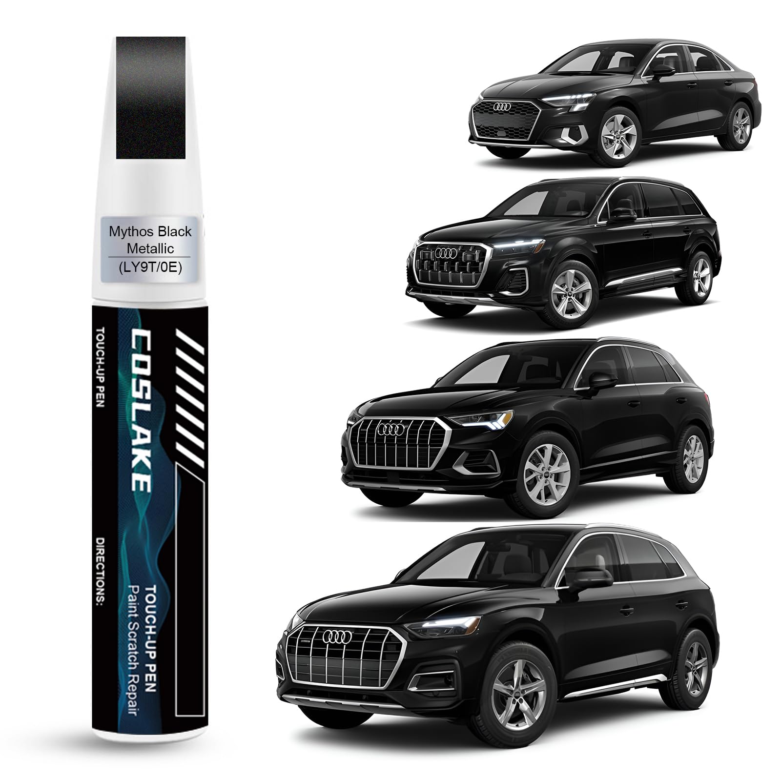Coslake Car Touch Up Paint(Mythos Black Metallic(Ly9T/0E)) For Audi, Car Paint Scratch Repair Kit, Quick & Easy Solution To Repa