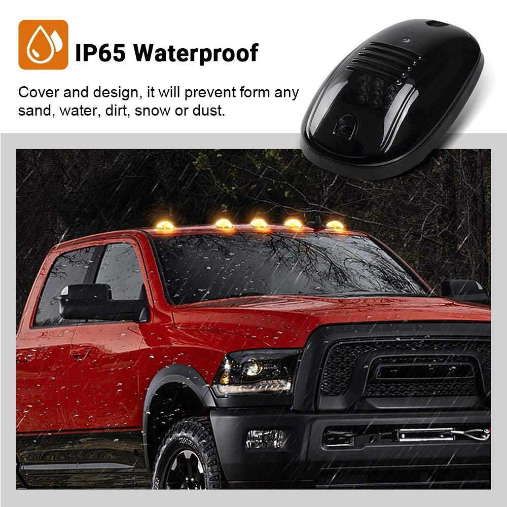Hhcsop Amber Cab Marker Light For Dodge Ram 1500 2500 3500 4500 5500 Pickup Trucks 2003-2018, 12 Led Roof Running Lights Top Cle