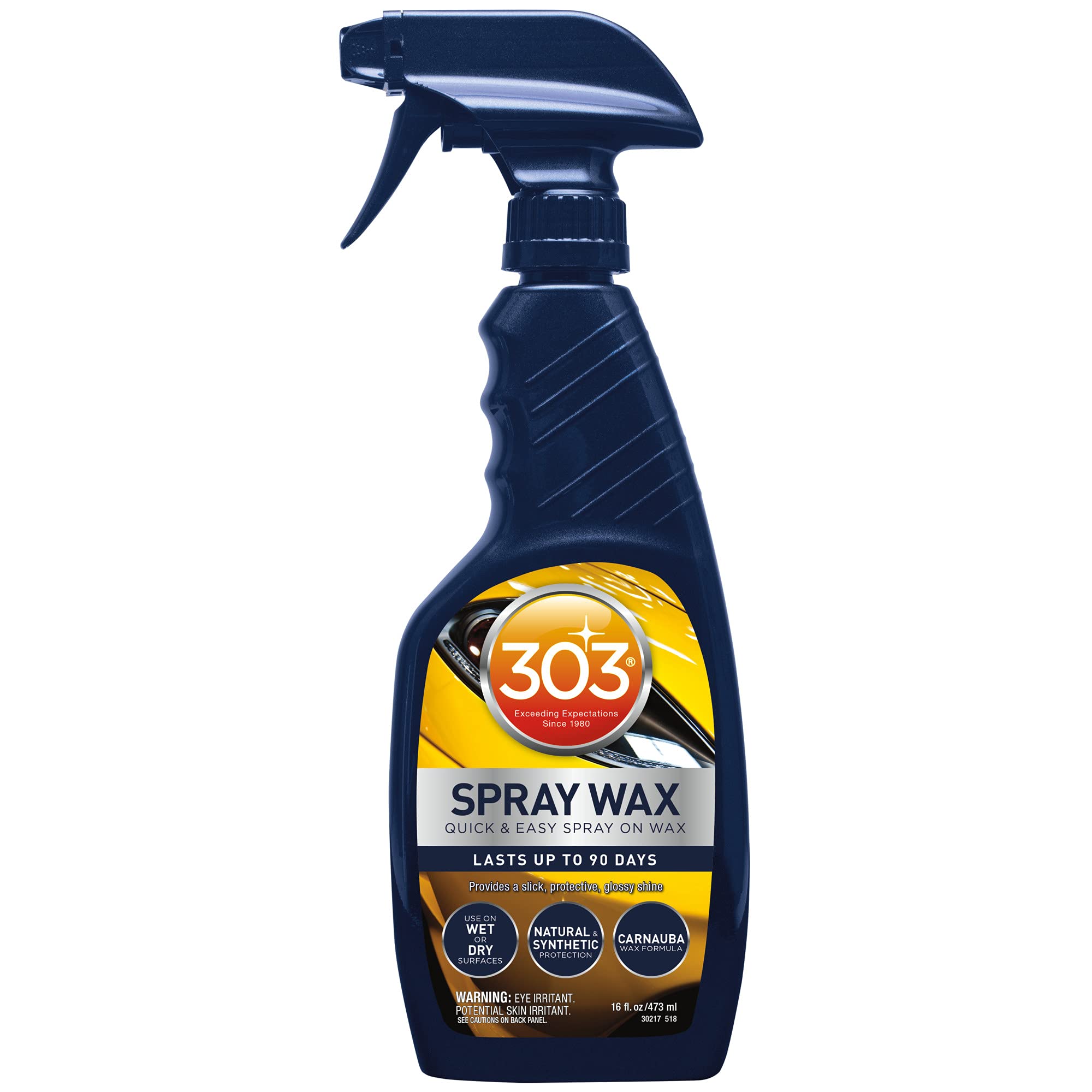 303 Spray Wax - Quick And Easy Spray On Car Wax - Lasts Up To 90 Days - Use On Wet Or Dry Surfaces - Natural And Synthetic Prote
