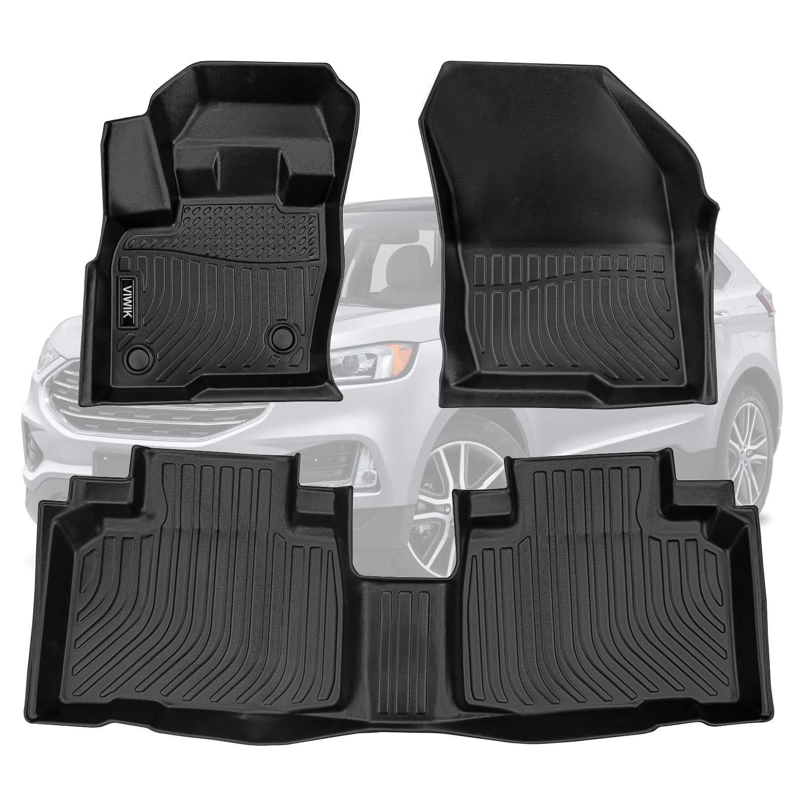 Viwik Floor Mats Compatible For Ford Edge 2015-2024, Tpe Rubber Car Mats All Weather Custom Floor Liners For 2015-2024 Edge Full