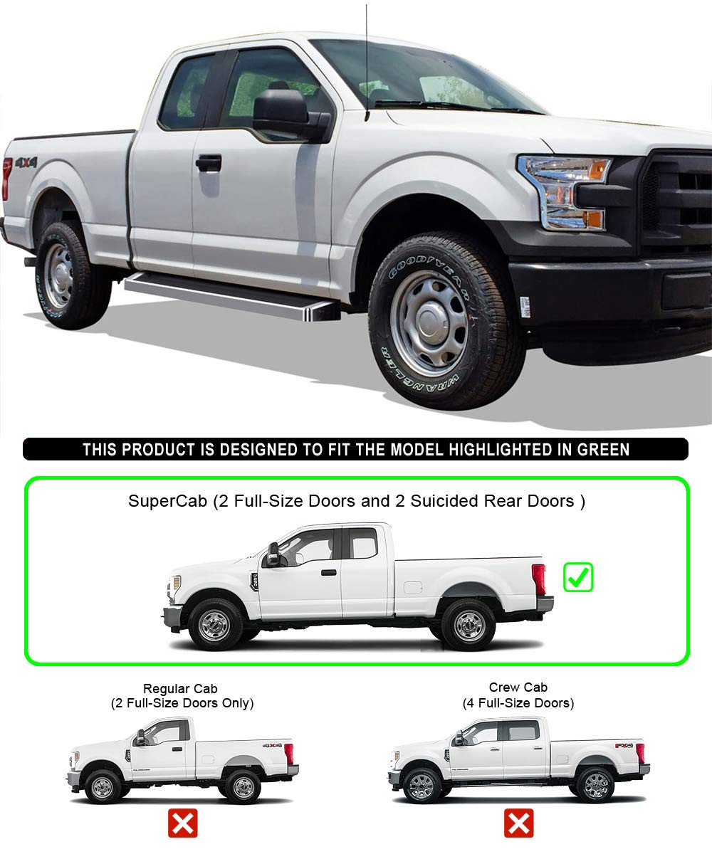 APS Running Boards (Nerf Bars Side Steps Step Bars) Compatible with Ford F150 2015-2025 Super Cab & F-250 F-350 Super Duty 2017-