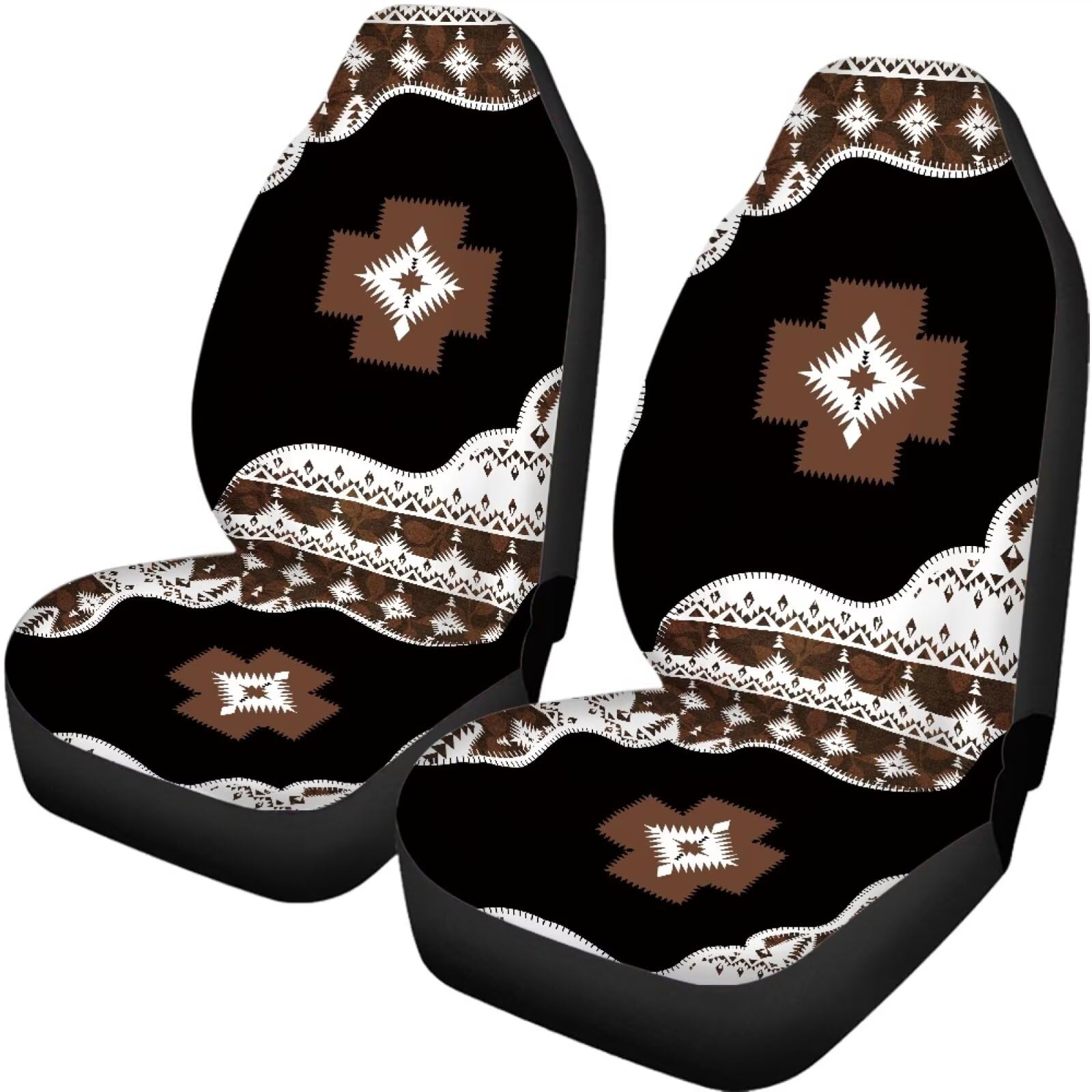 TSVAGA 4Pcs Car Seat Cover Full Set for Most Cars SUVs, Boho Car Accessories Leather Seat Protector Anti Scratch, Universal Auto