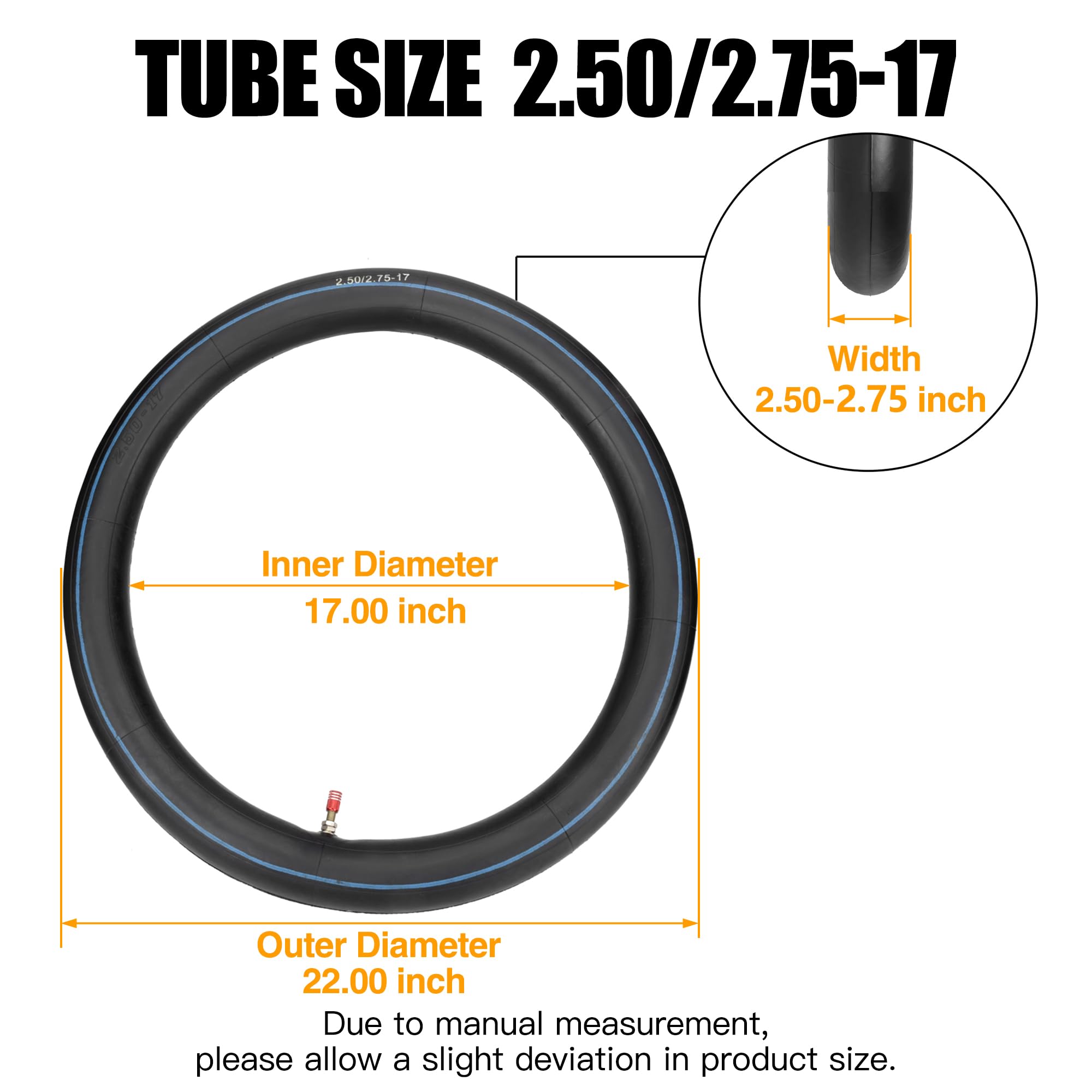 Fvrito 2.50/2.75-17 250/275X17 70/100-17 Inner Tube For Honda C70 Cl70 Cr80 Cr80R Crf80F Crf100F Crf125F 150R Ct 90 110 Xr100R Kawasaki Sm450R Sm510R Off Road Dirt Pit Bike Motocross Motorcycle Moped