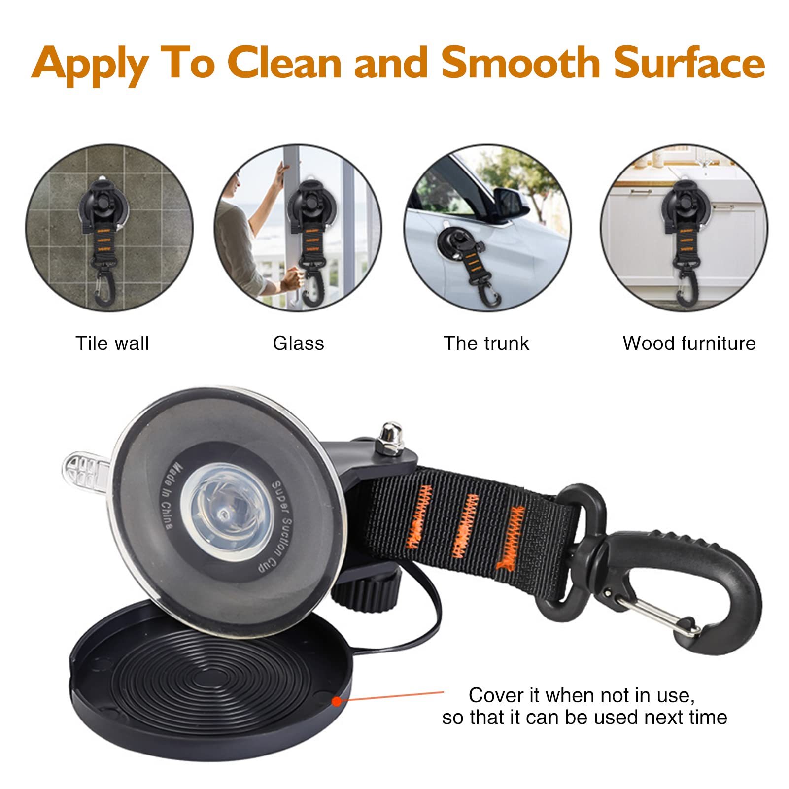 Conbola Suction Cups Hooks 4 Pieces Outdoor Car Camping Essentials Heavy Duty Upgraded Tie Down Suction Cup,Camper Accessories S