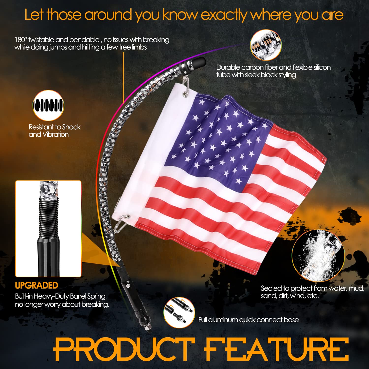 Nirider 2Ft Led Whip Lights With Flag Pole Remote Control Spiral Rgb Chase Light Offroad Warning Lighted Antenna Led Whips For U