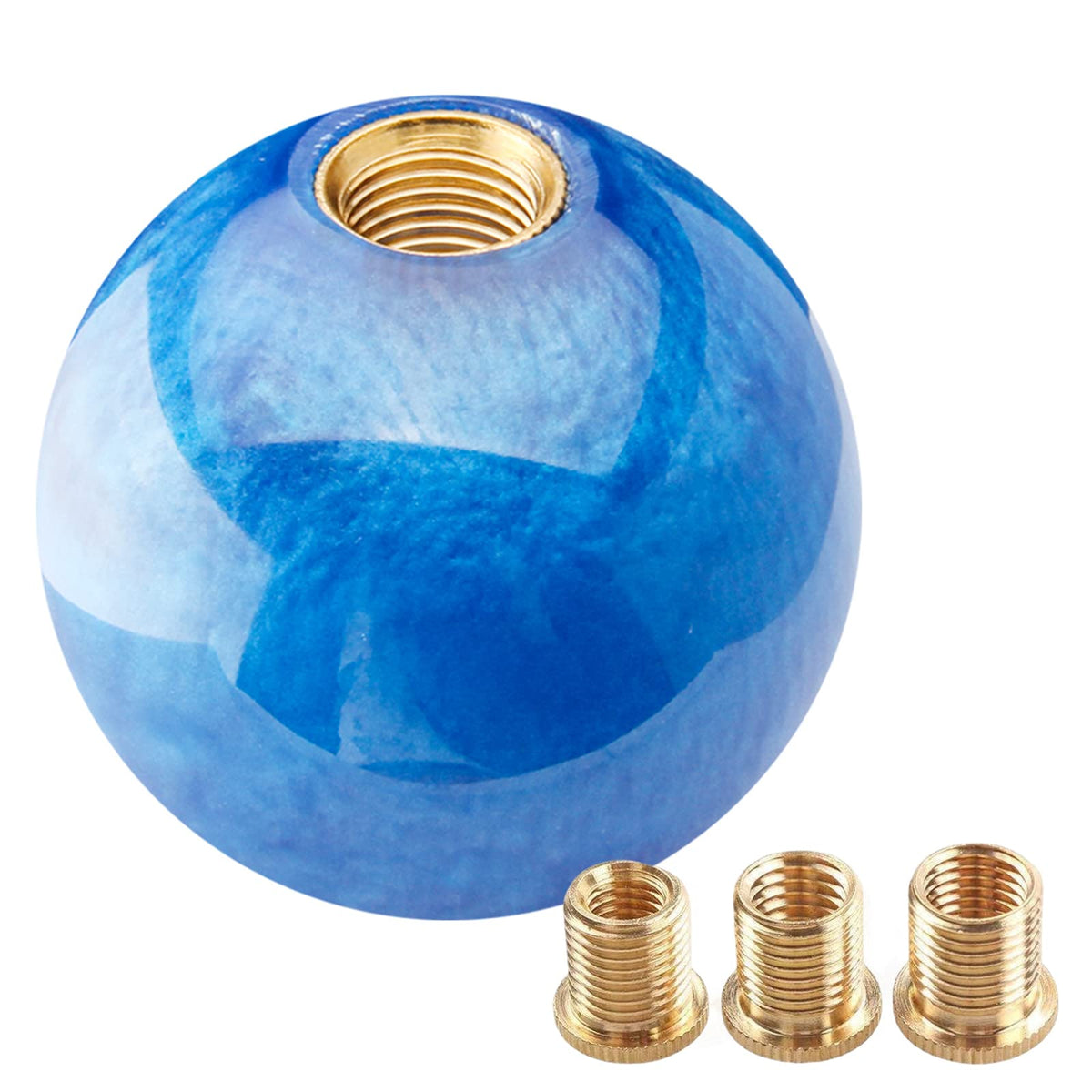 Yiuiy Round Ball Shift Knob Universal Marble Style Gear Shift Knob 5 6 Speed For Manual Automatic Vehicles With Adapters (Dark B