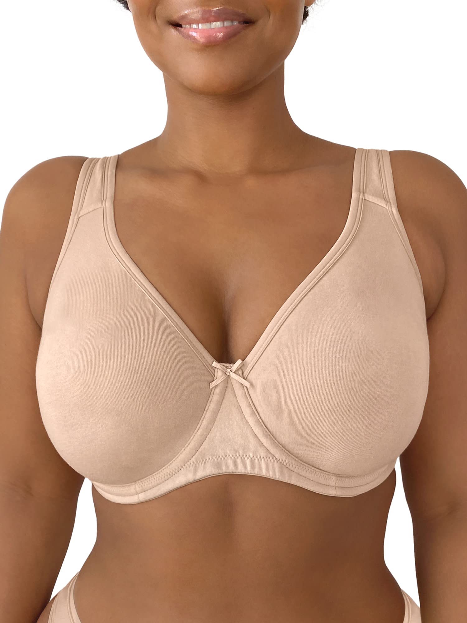 Fruit Of The Loom Womens Plus-Size Cotton Unlined Underwire Bra, Sand, 46Dd