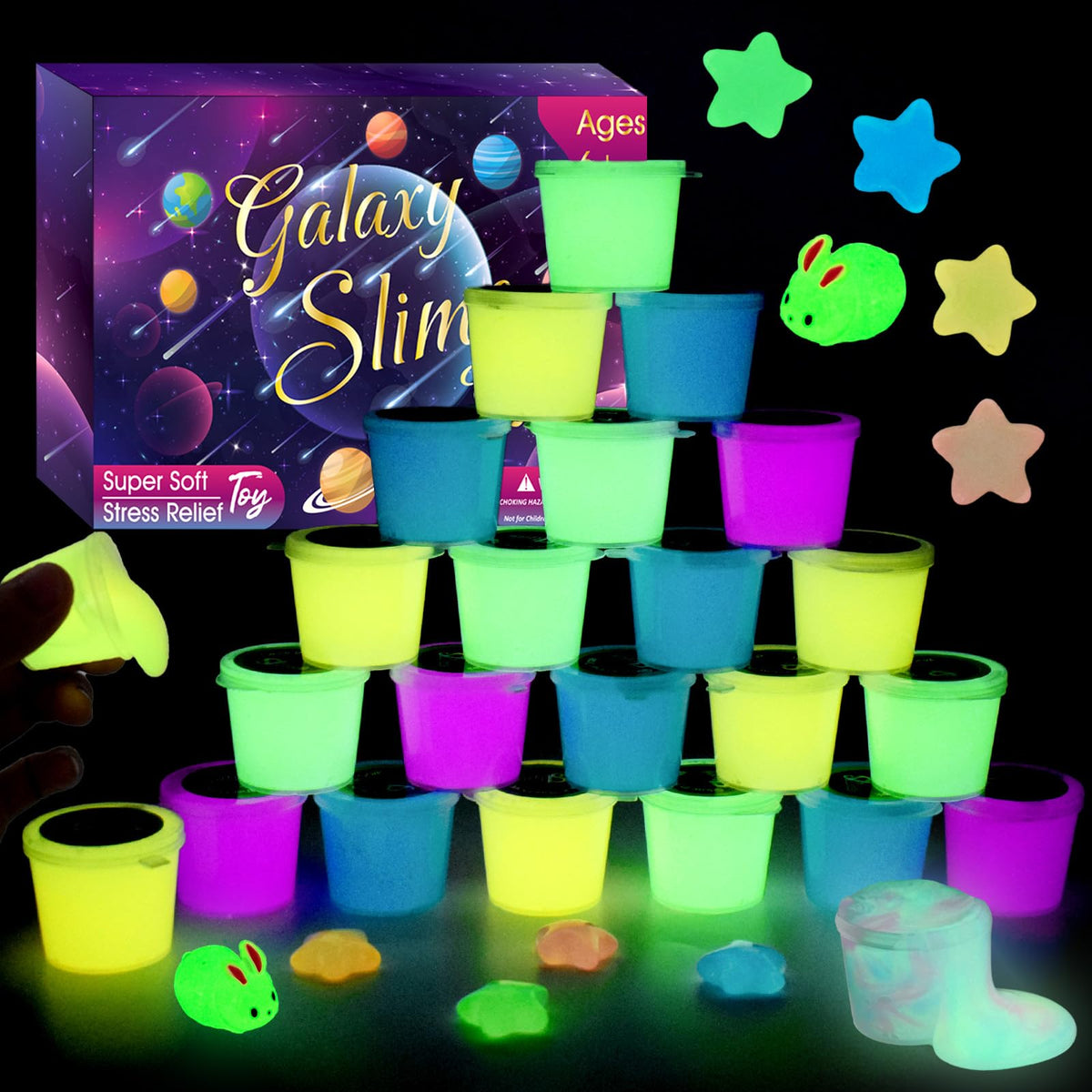 22 Pack Galaxy Slime Set Glow In The Dark Watery Slime Party Favors For Kids Toys Fun Slime Christmas Toys For Boys Girls