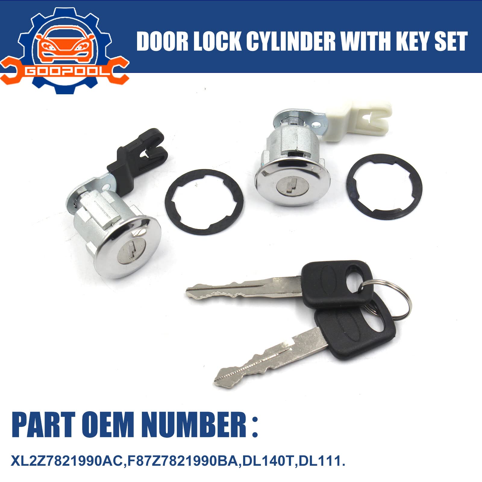 Door Lock Cylinder With Key Set Compatible With Ford E150 E250 E350 Econoline Van F150 F250 F350 Explorer Ranger