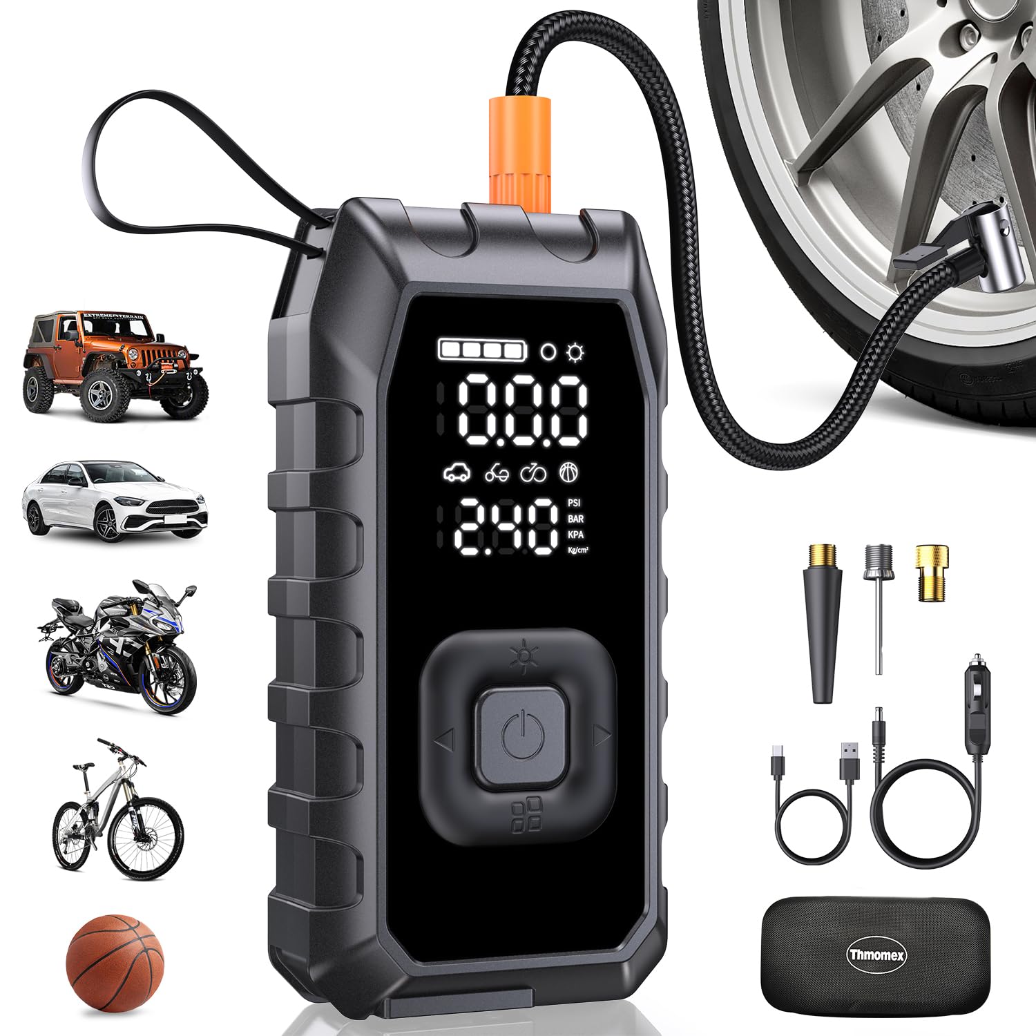 Tire Inflator Portable Air Compressor, 2X Faster Inflation Cordless Air Compressor, 20000mAh & 180PSI & Dual Cylinder, Electric 