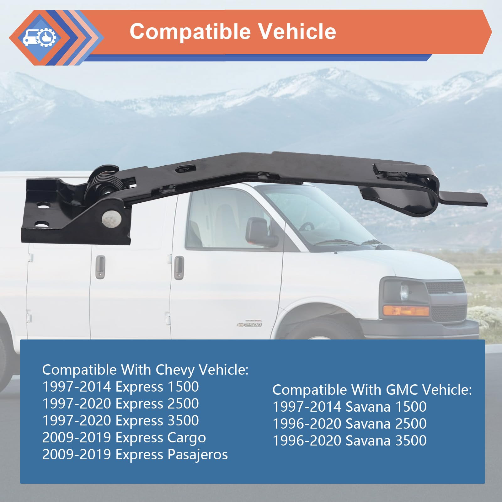 Zonfant 924-156 Passenger Side Door Check Strap Compatible With 1997-2020 Chevy Express 1500 2500 3500 Cargo Pasajeros, 1996-202