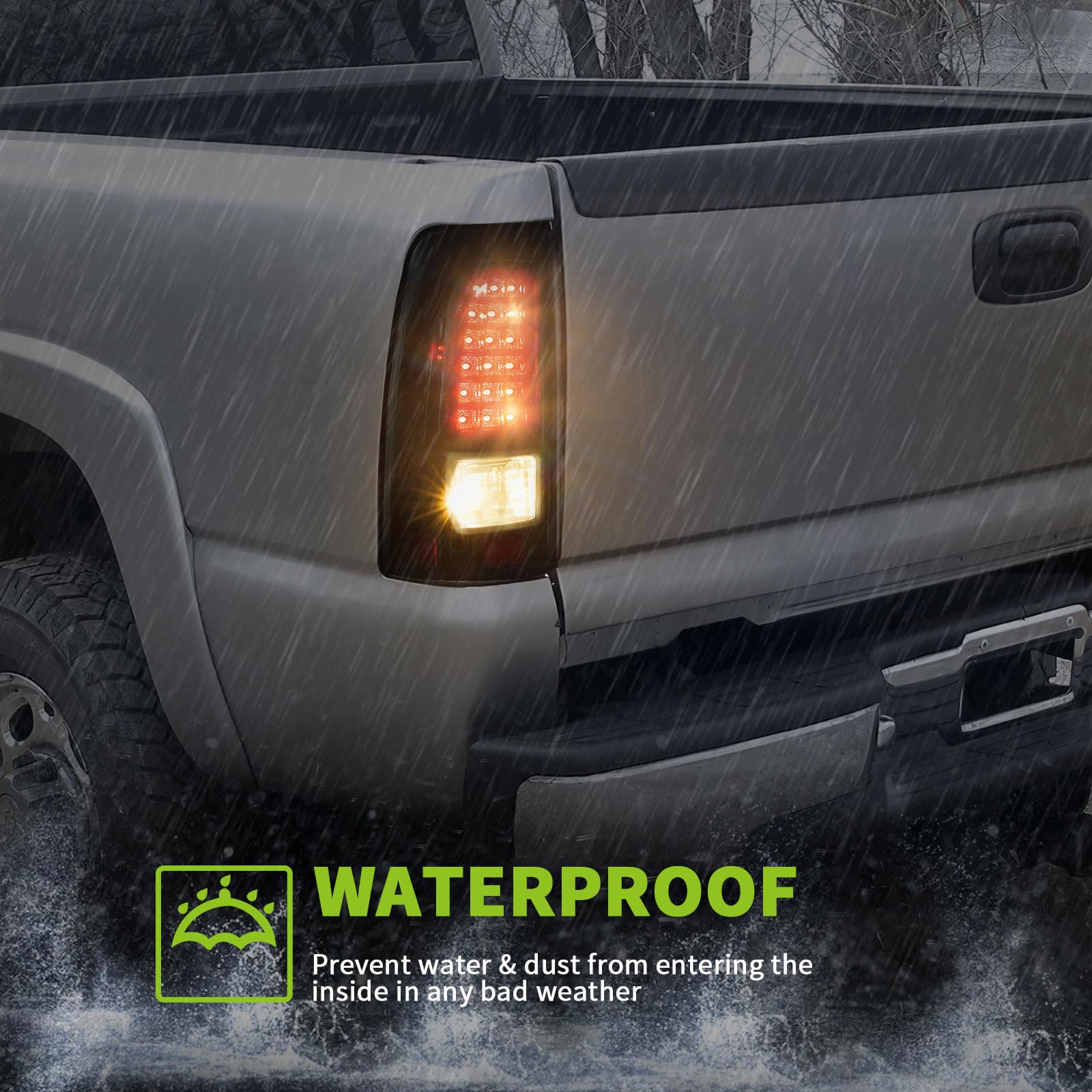 Autosaver88 Led Tail Light Assembly Compatible With 2003-2006 Chevy Silverado 1500/2500/3500 And 1999-2002 Gmc Sierra 1500/2500/3500 Black Housing And Smoke Lens (Fit Fleetside Models Only)