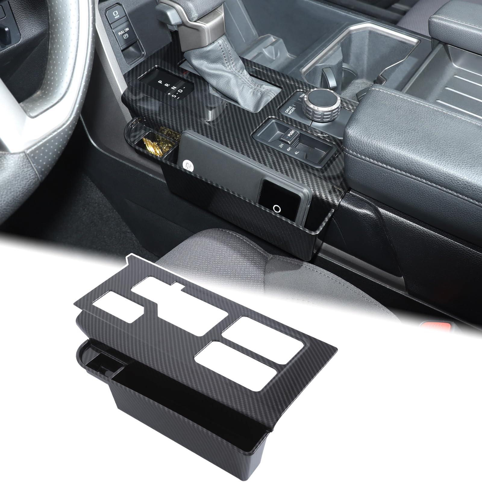 Aunginsy Central Control Gear Shift Panel Trim Cover With Storage Box Compatible With Toyota Tundra/Sequoia 2022-2024 2025 Car G