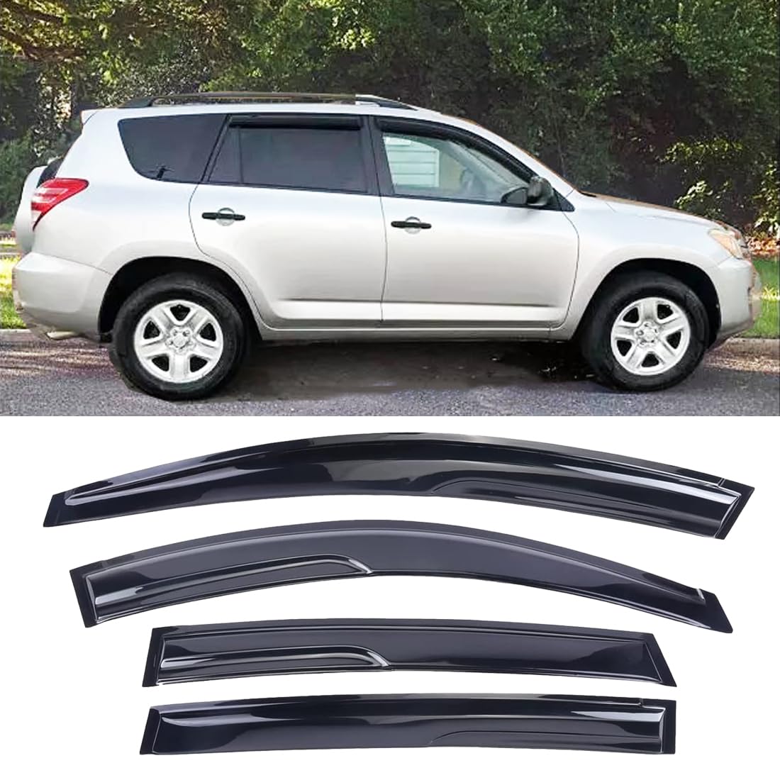 Side Car Window Visors Rain Guards For 2006-2012 Toyota Rav4 Xa30 Wind Deflectors Vent Window Shades