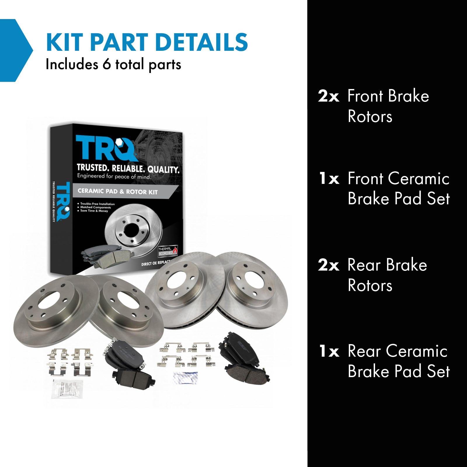 Trq Front And Rear Brake Pad & Rotor Kit Brake Pads Brake Rotor Ceramic Compatible With 2017-2018 Mazda 3 2019 Cx-3