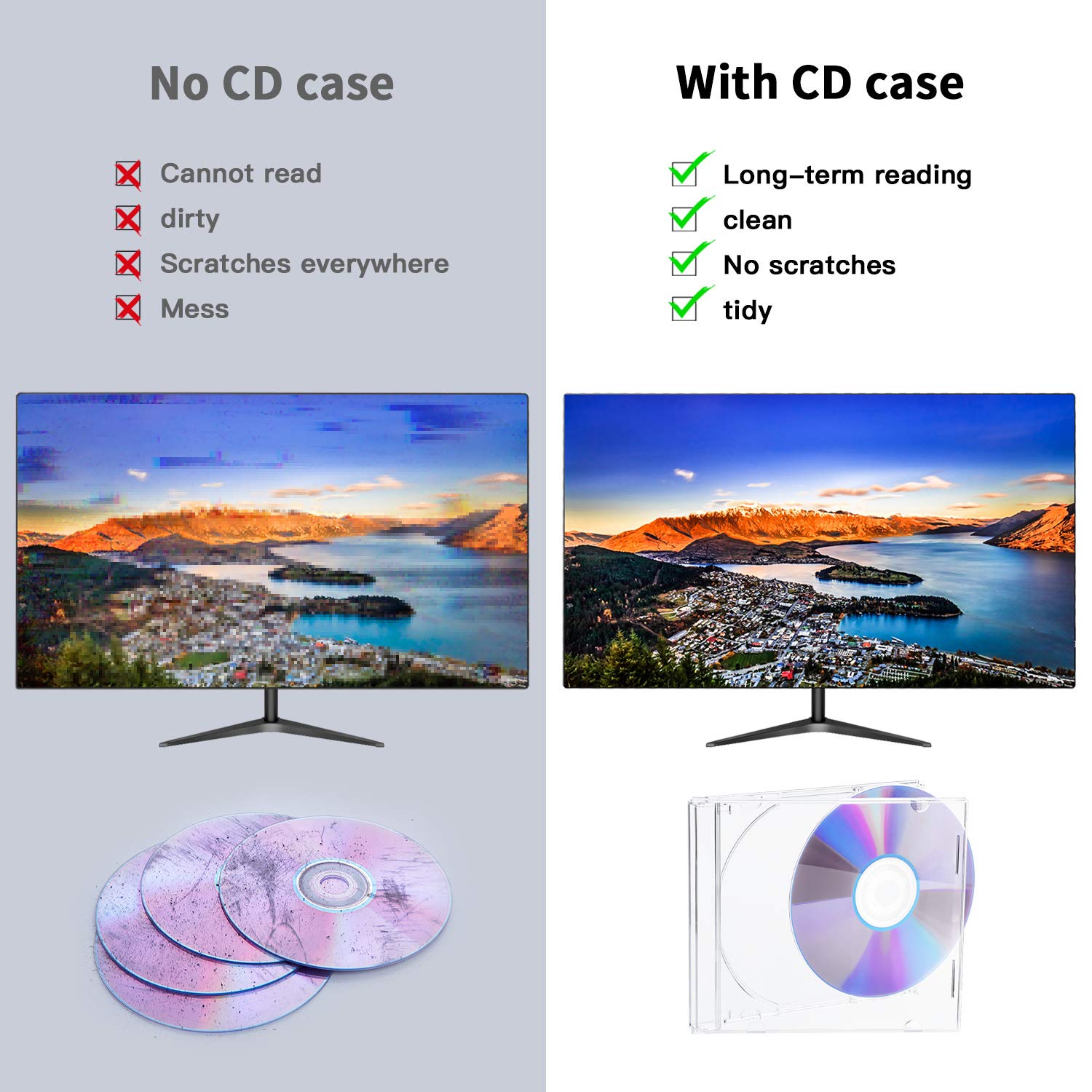 Maxtek 10.4 mm Standard Single Clear CD Jewel Case with Assembled Clear Tray, 10 Pack