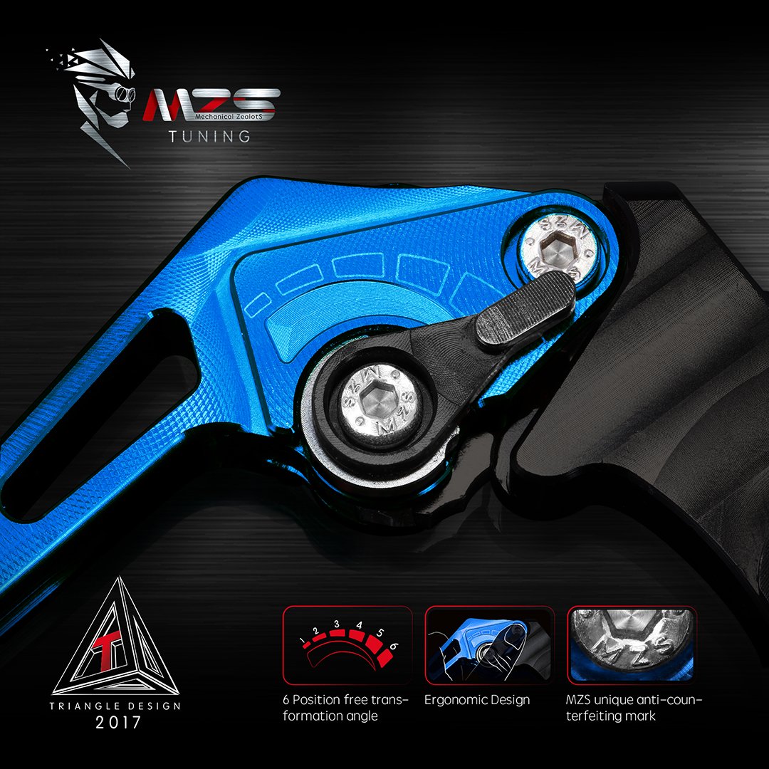 MZS Blue Motorcycle Clutch Brake Levers Short Adjustable Compatible with Vulcan S 650 15-25 / Z900 17-24 / Z650 Z650RS EX650 ER6
