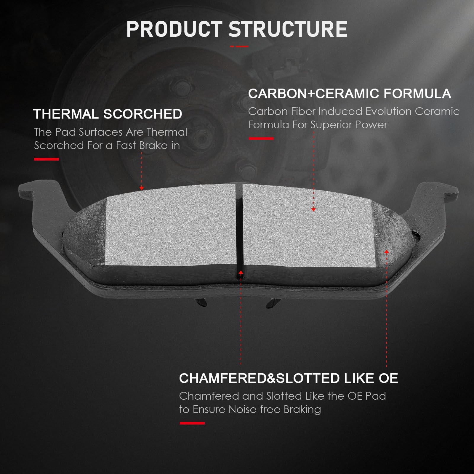 Cciyu D1012 Rear Ceramic Brake Pads Kits 4Pcs Fit For 2004-2011 For Ford For F-150,2006-2008 For Lincoln Mark Lt