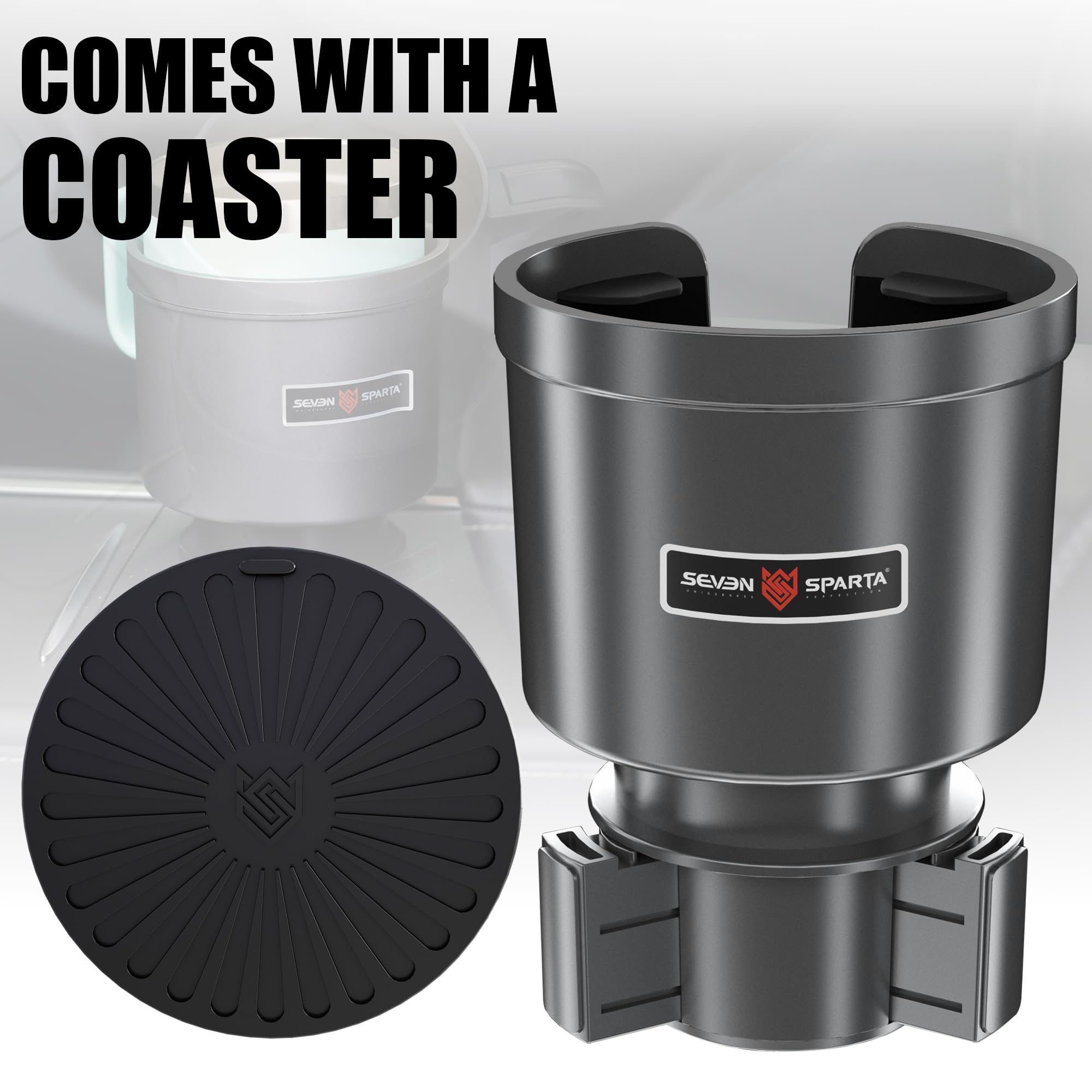 Upgraded Car Cup Holder Expander Adapter With Offset Adjustable Base, Compatible With Yeti 14/24/36/46Oz Ramblers, Hydro Flasks 32/40Oz, Other Large Bottles Mugs In 3.5-4.0, Silver 1 Pack