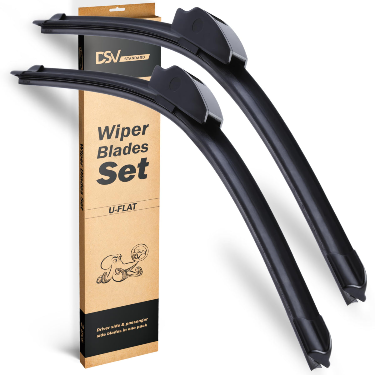 Oem Quality Windshield Wiper Blades, 22    And 22    Dsv Standard Car Wiper Blades With Universal U/J Hook, Automotive Replaceme