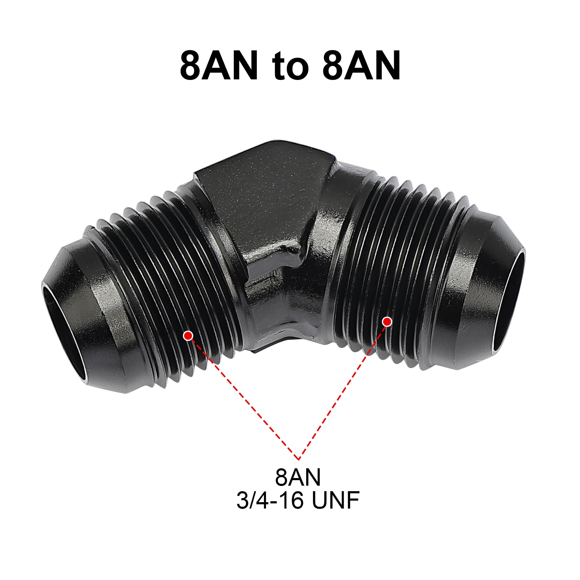 EVIL ENERGY 8AN Male to Male Flare 45 Degree Union Coupler Fitting Coupling Aluminum Black