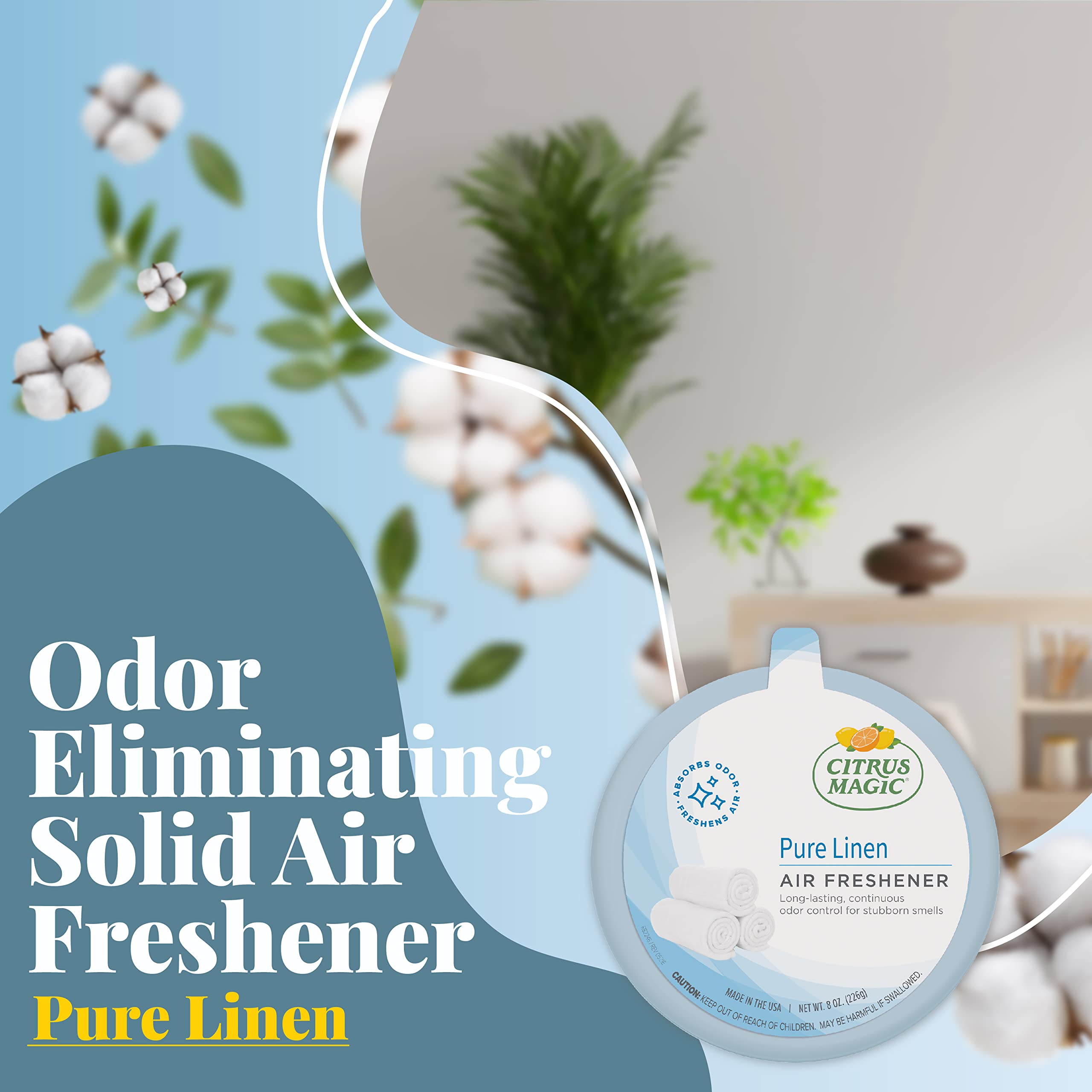Citrus Magic Solid Air Freshener Pure Linen, Pack Of 2, 8-Ounces Each