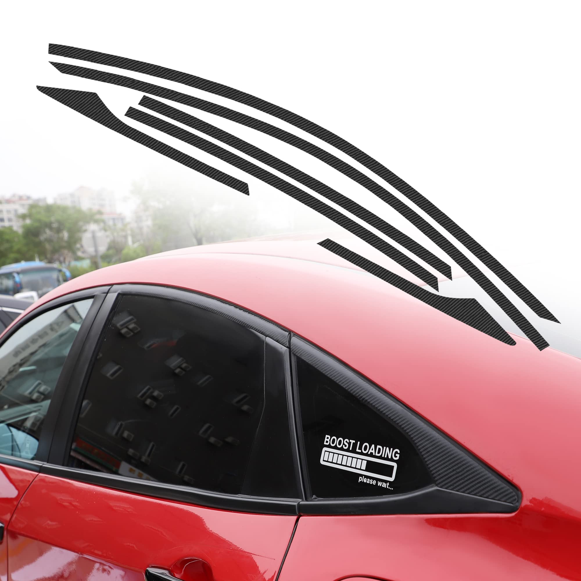 Tomall Car Window Edge Vinyl Stickers Compatible With Honda 10Th Civic 2016 2017 2018 2019 2020 2021 Auto Window Cover Strip Tri