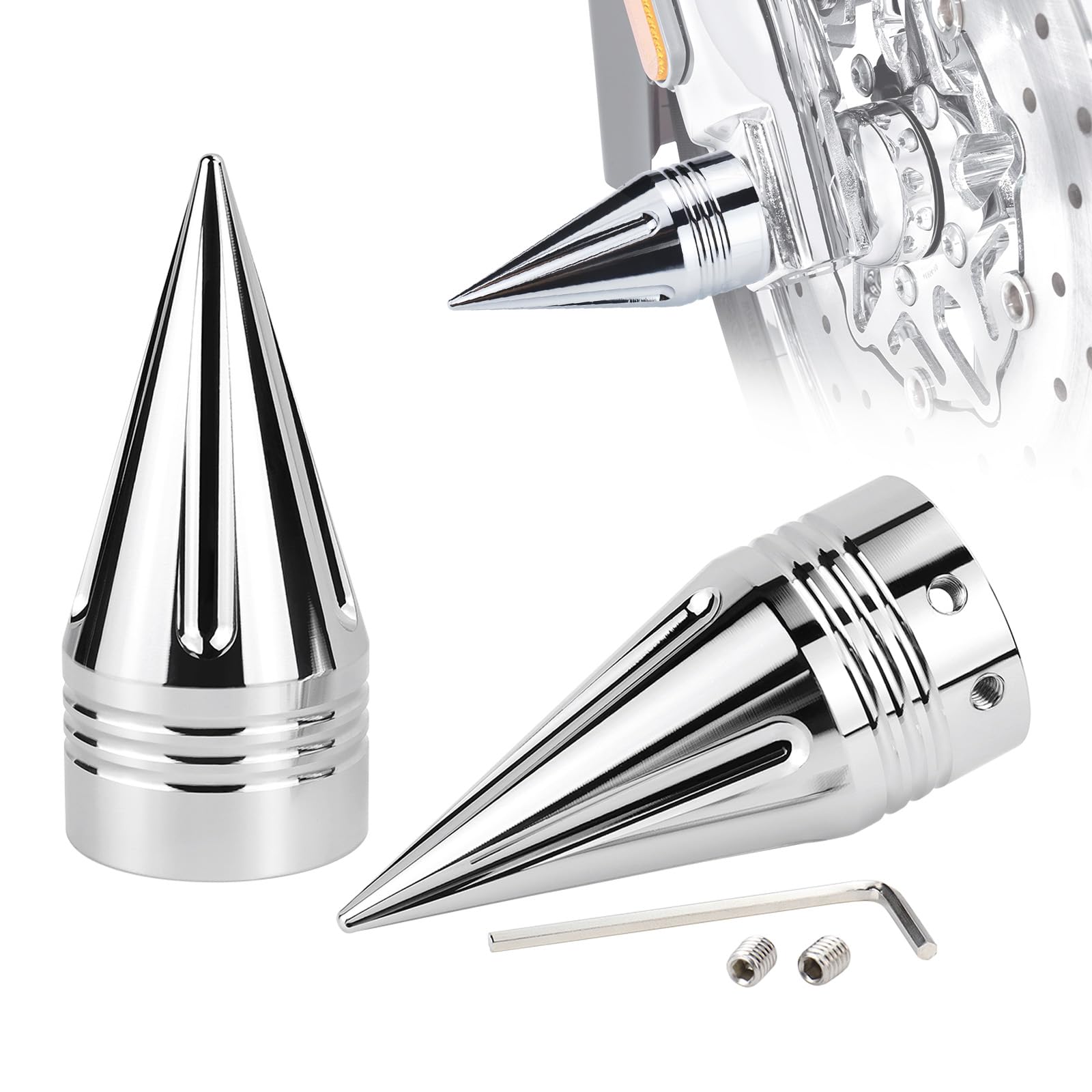 YHTIMIOX Motorcycle Front Axle Nut 3.6'' CNC Spike Axle Nut Covers Caps for Harley Touring Street Glide Fat Boy Road King Electr
