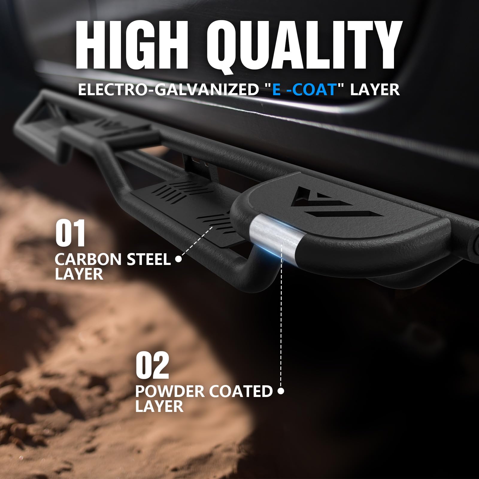 Yzona Two Raised Step, Crew Cab Running Boards Compatible With 2019-2025 Chevy Silverado & Gmc Sierra 1500, 2020-2025 Chevrolet