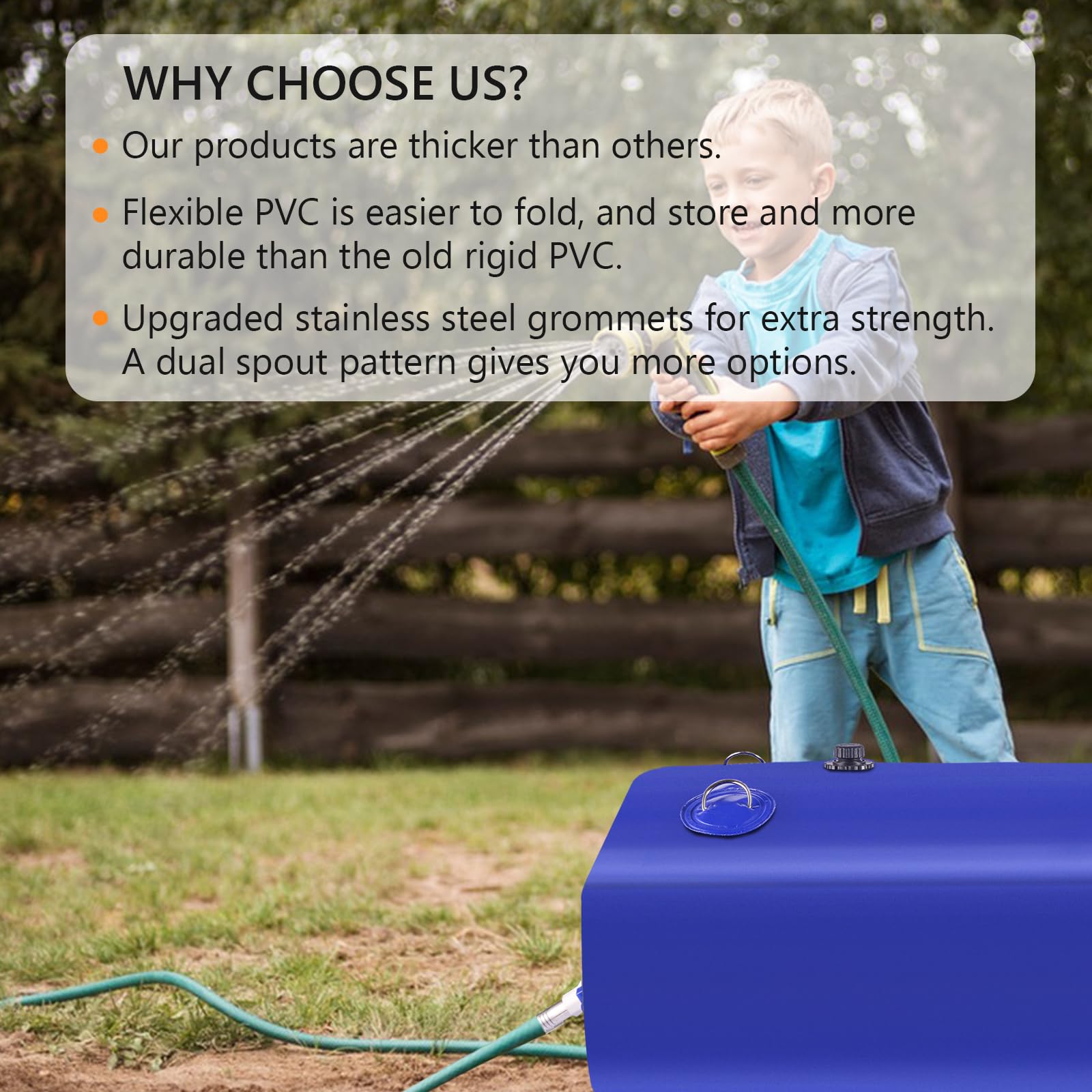 Foldable Portable Water Storage Bladder - 105 Gallon Large Water Tank With 3/4'' Pvc Spigot And Hose Kit For Camping, Garden, Em