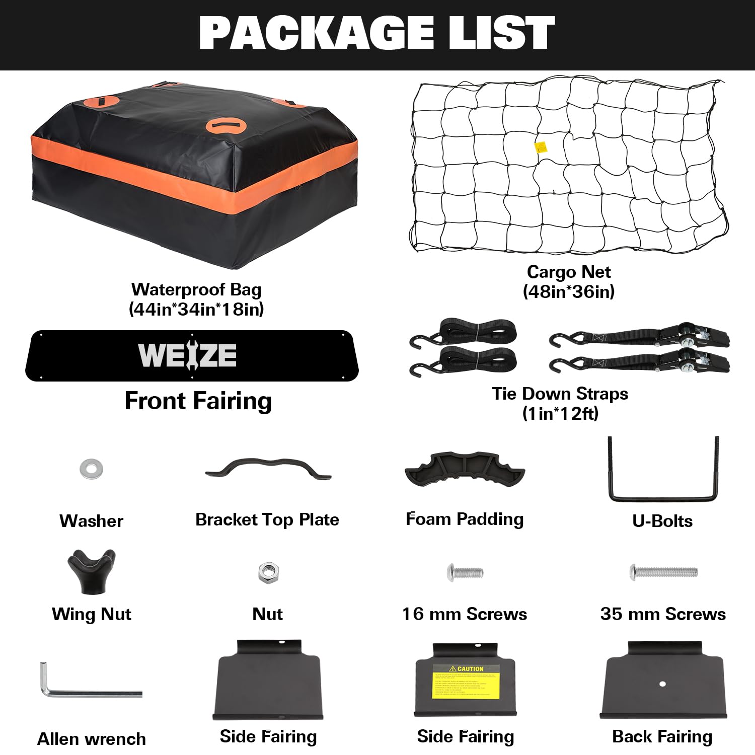 Weize 54'' X 34'' Heavy Duty Roof Rack, Rooftop Cargo Carrier Basket With Waterproof Bag, Tie Down Strap, Net, Rack Extension An