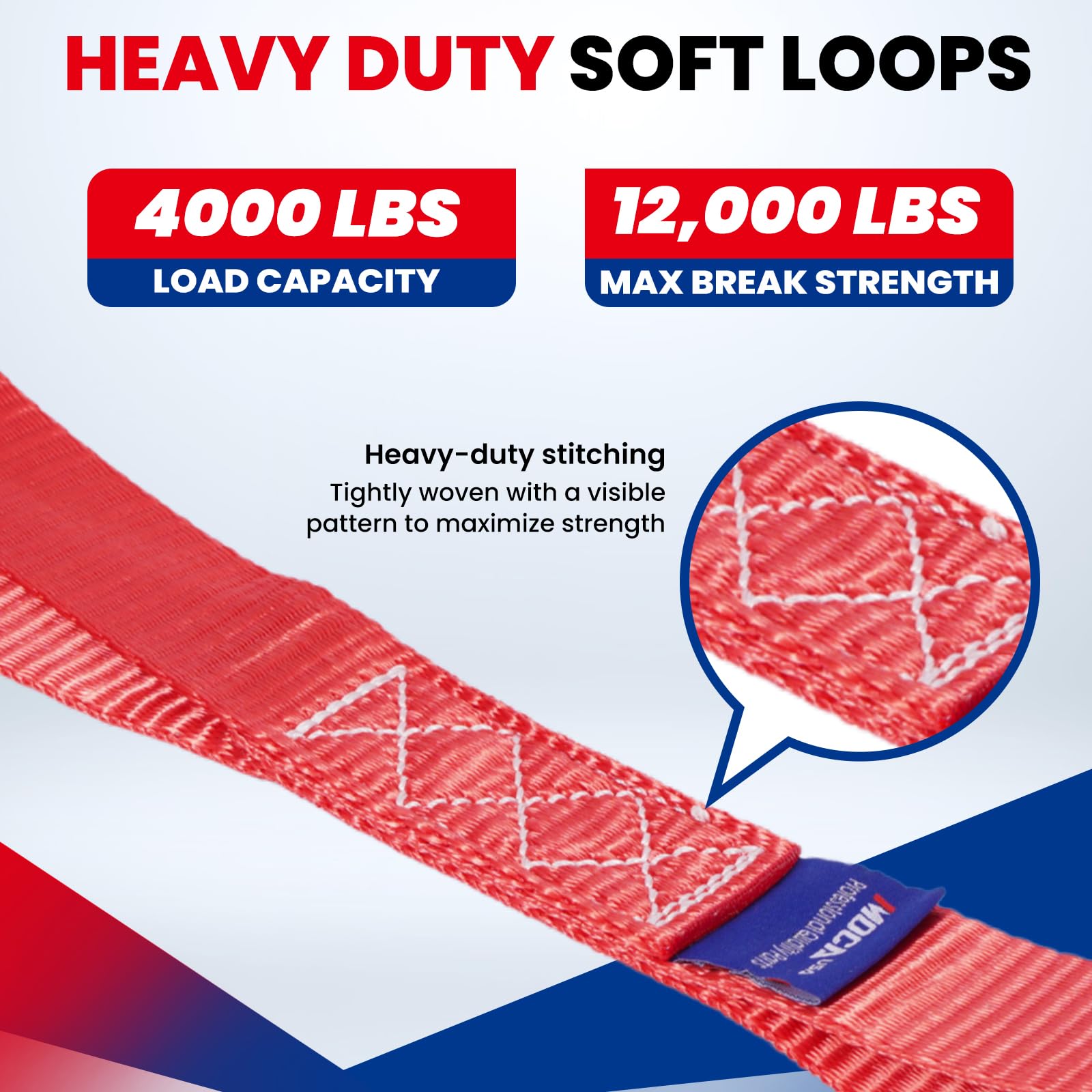 Moca 8-Pack Soft Loop Tie Down Straps 12000 Lbs Breaking Strength 1.6 X 17 Inches, Heavy Duty Tie Down Loops For Secure Traileri