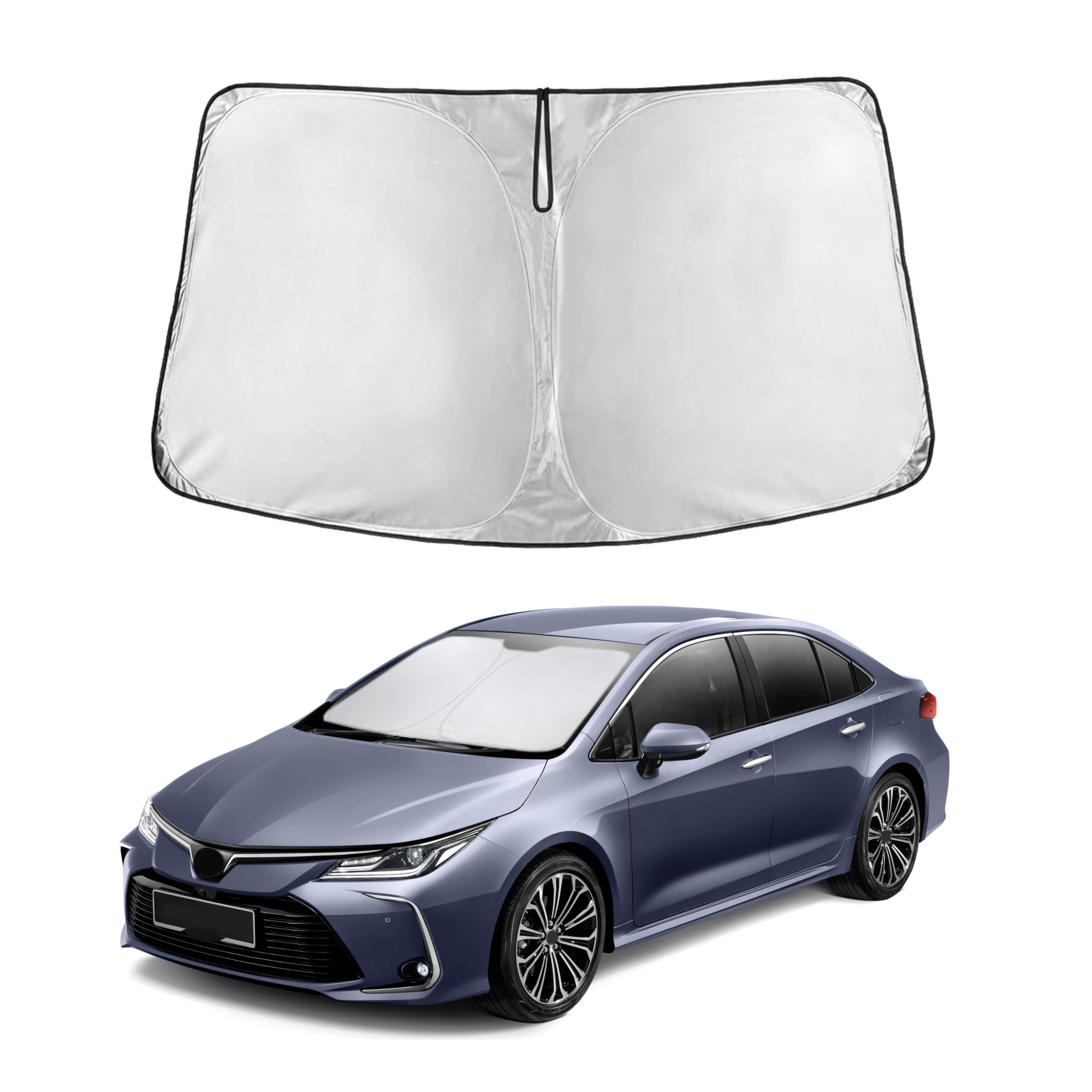 For Corolla 2014-2019 Windshield Sunshade Compatible - Econour 240T Polyester Material Cars Sun Visor Reflector Blocks Uv Rays -