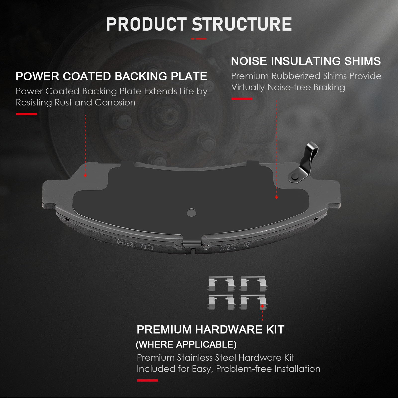 Cciyu D1280 Front Ceramic Disc Brake Pads Kit For Acura Mdx 2007-2019,For Acura Zdx 2010-2013,For Honda Pilot 2009-2019,For Hond