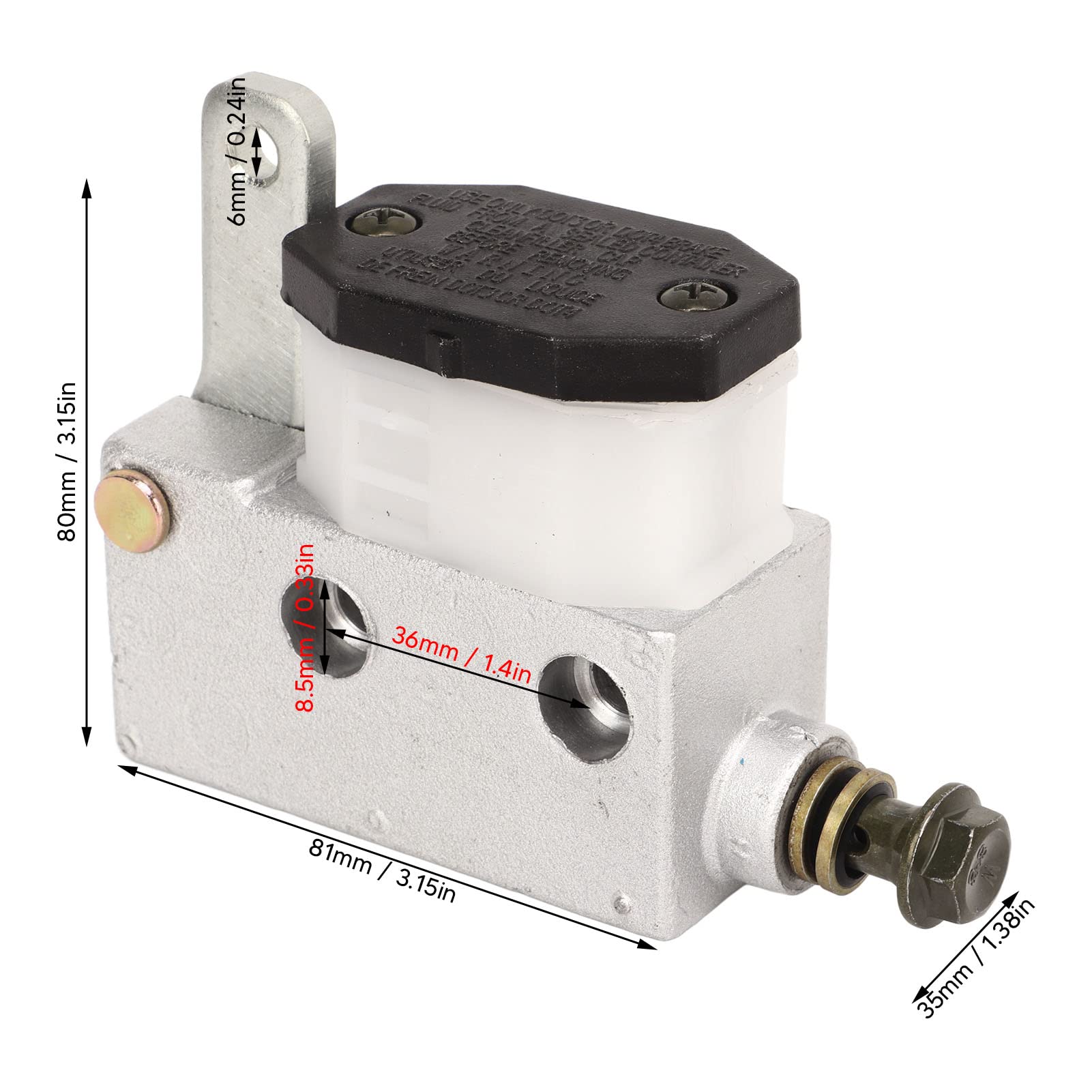 Aramox Brake Master Cylinder Pump Metal Construction Simple Installation 12.8 Brake Master Cylinder Assembly For Go Kart Atv Utv