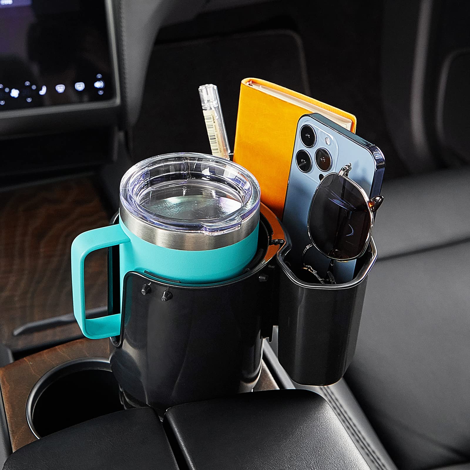 Joytutus Cup Holder Expander With Storage Box For Car, Large Cup Holder Adapt Most Regular Cup Holder 18-40Oz, Fit In 2.75-3.25I
