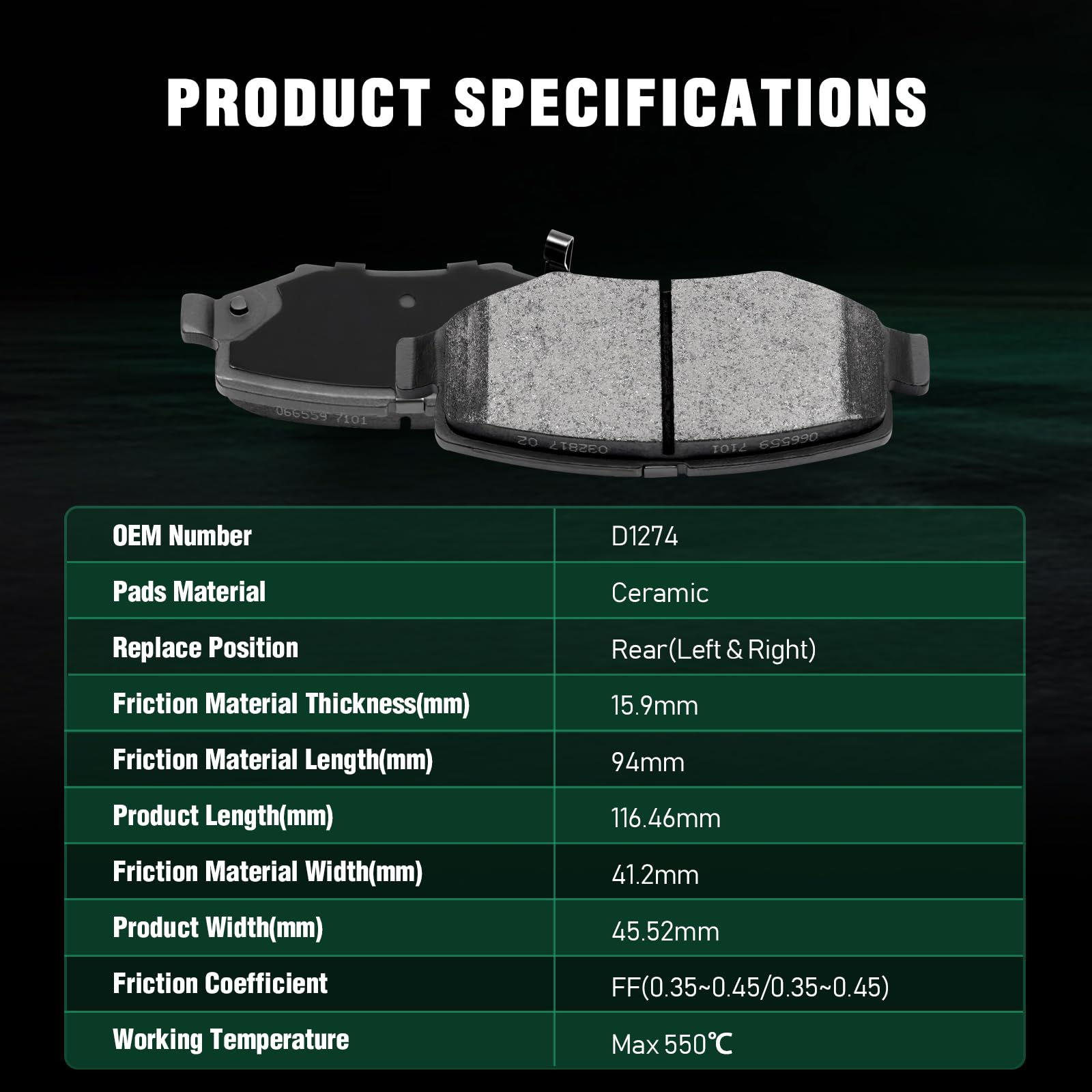 Automuto D1273 & D1274 8Pcs Front Rear Ceramic Pads Brake Fit For 2007-2011 For Dodge Nitro, 2008-2012 For Jeep Liberty, 2007-20