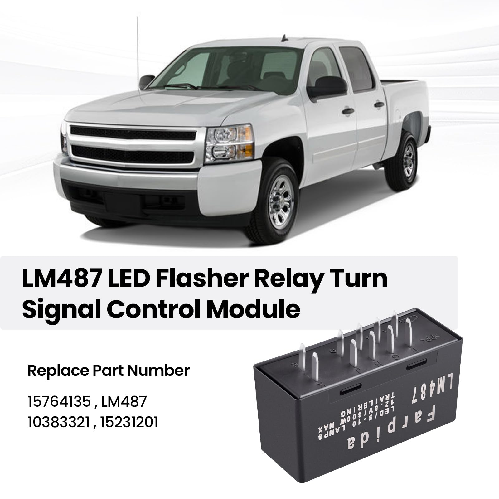 Farpida Lm487 10383321 15764135 15231201 Led Flasher Relay Turn Signal Compatible With Chevy Gmc Cadillac Hummer 2003-2007 Hazar