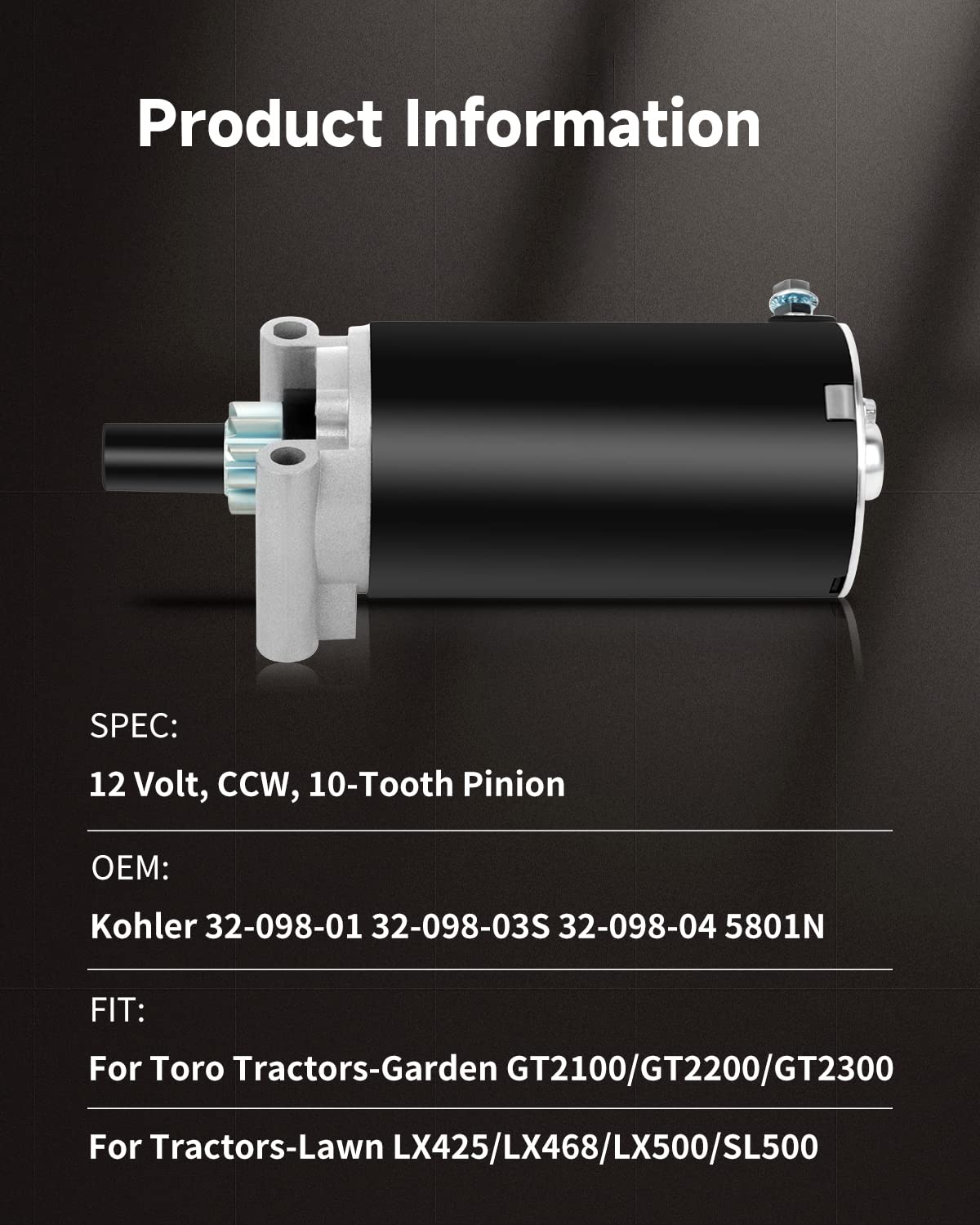 Ocpty Starter Fit For Cub Cadet New Holland Toro Courage Twin Sv720 20Hp 22Hp 23Hp 25Hp 26Hp 27Hp 32-098-01-S 32-098-03-S