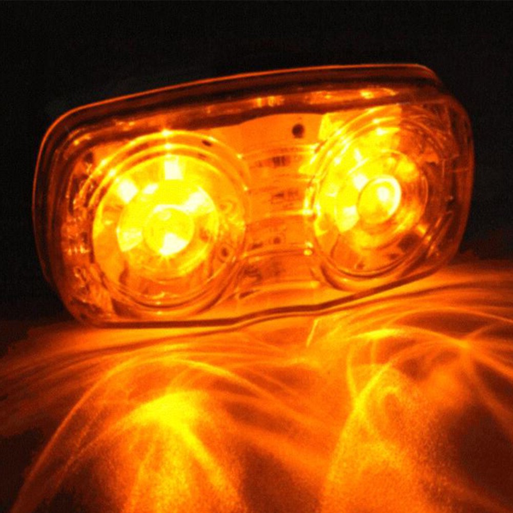 New Sun 4 Pcs Amber & Red 10 Led Trailer Side Marker Light, Bullseye/Tiger Eye/Double Bubble Clearance Light, 12V 4X2 Rectangula