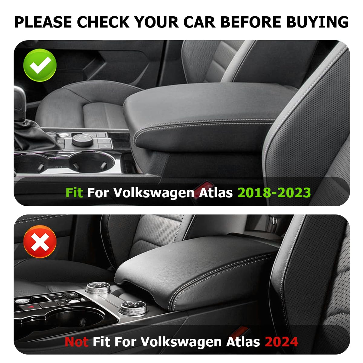 Intget Center Console Armrest Cover For Vw Volkswagen Atlas Accessories 2018 2019 2020 2021 2022 2023 Vw Atlas Cross Sport Accessories