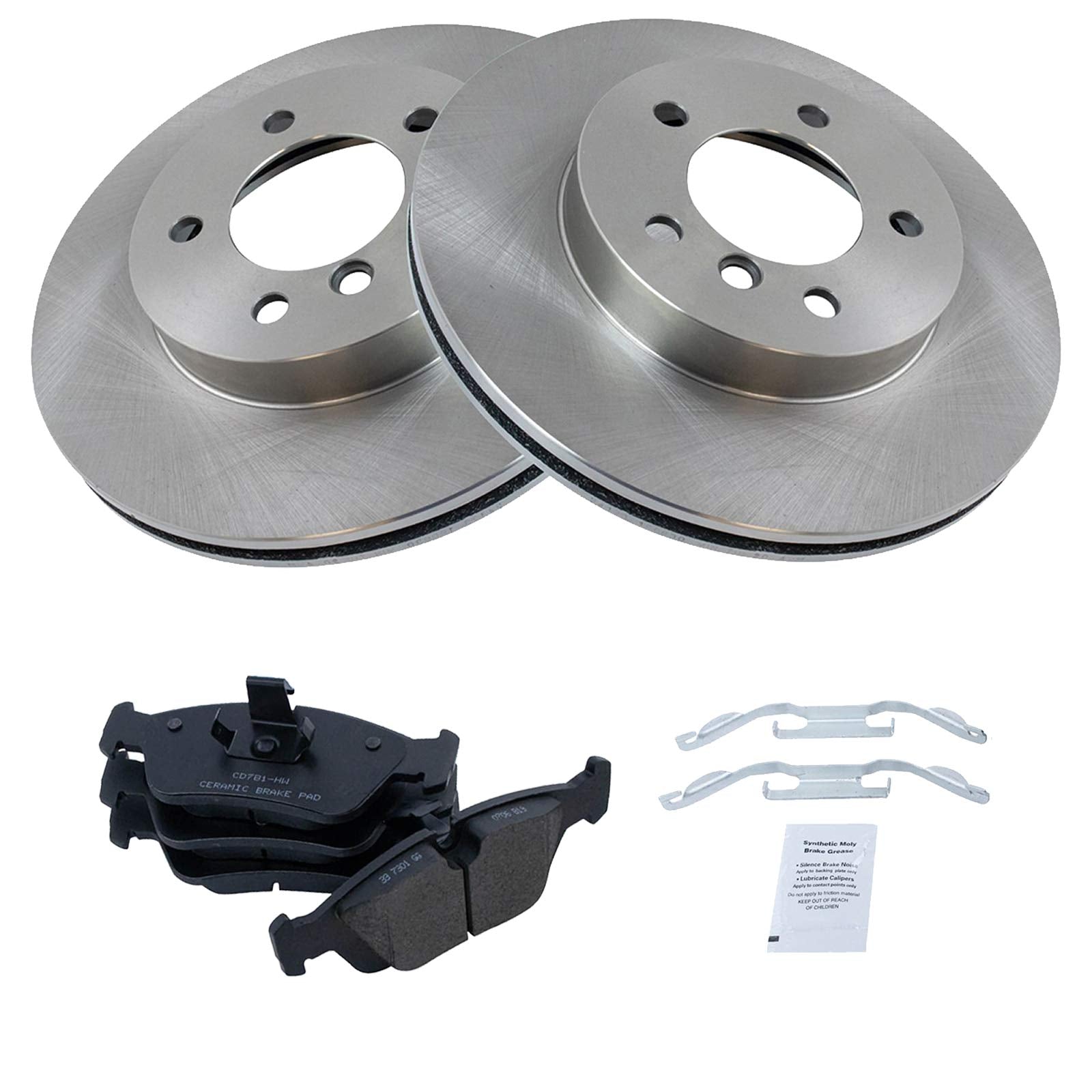 Trq Front Brake Pad & Rotor Kit Brake Pads Brake Rotor Ceramic Compatible With 2000 Bmw 323Ci 323I 2001-2006 325Ci 2001-2005 325
