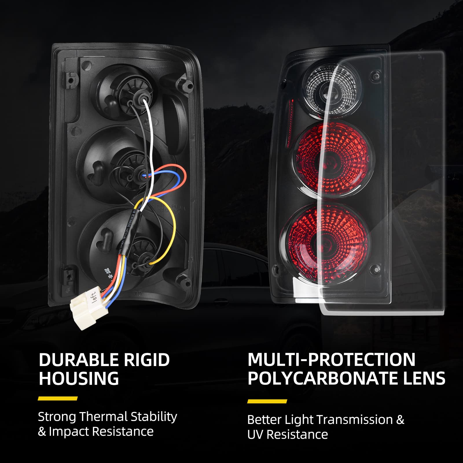 DWVO Taillight Assembly Tail Lamps Compatible with 1989 1990 1991 1992 1993 1994 1995 Pickup Truck 89-95 Rear Tail Lights Black Smoke Lens