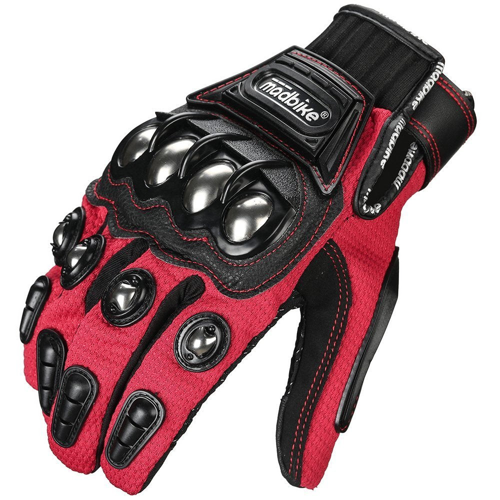 Ilm Alloy Steel Touchscreen Bicycle Motorcycle Motorbike Powersports Racing Gloves (M, Red) Model 10C