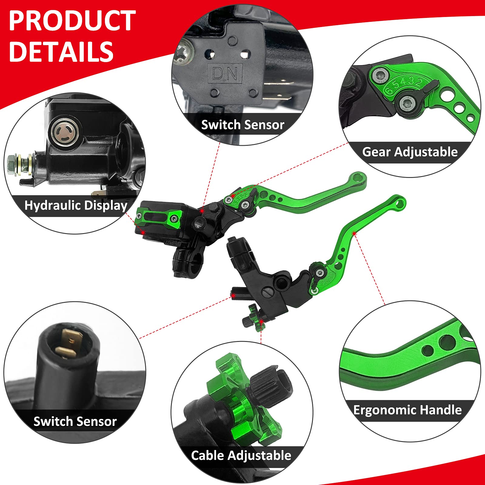 JAVIK Updated Universal Bike Brake Master Cylinder Clutch Lever Set for 7/8 22mm Handlebar Compatible with Motorcycle Honda Ka