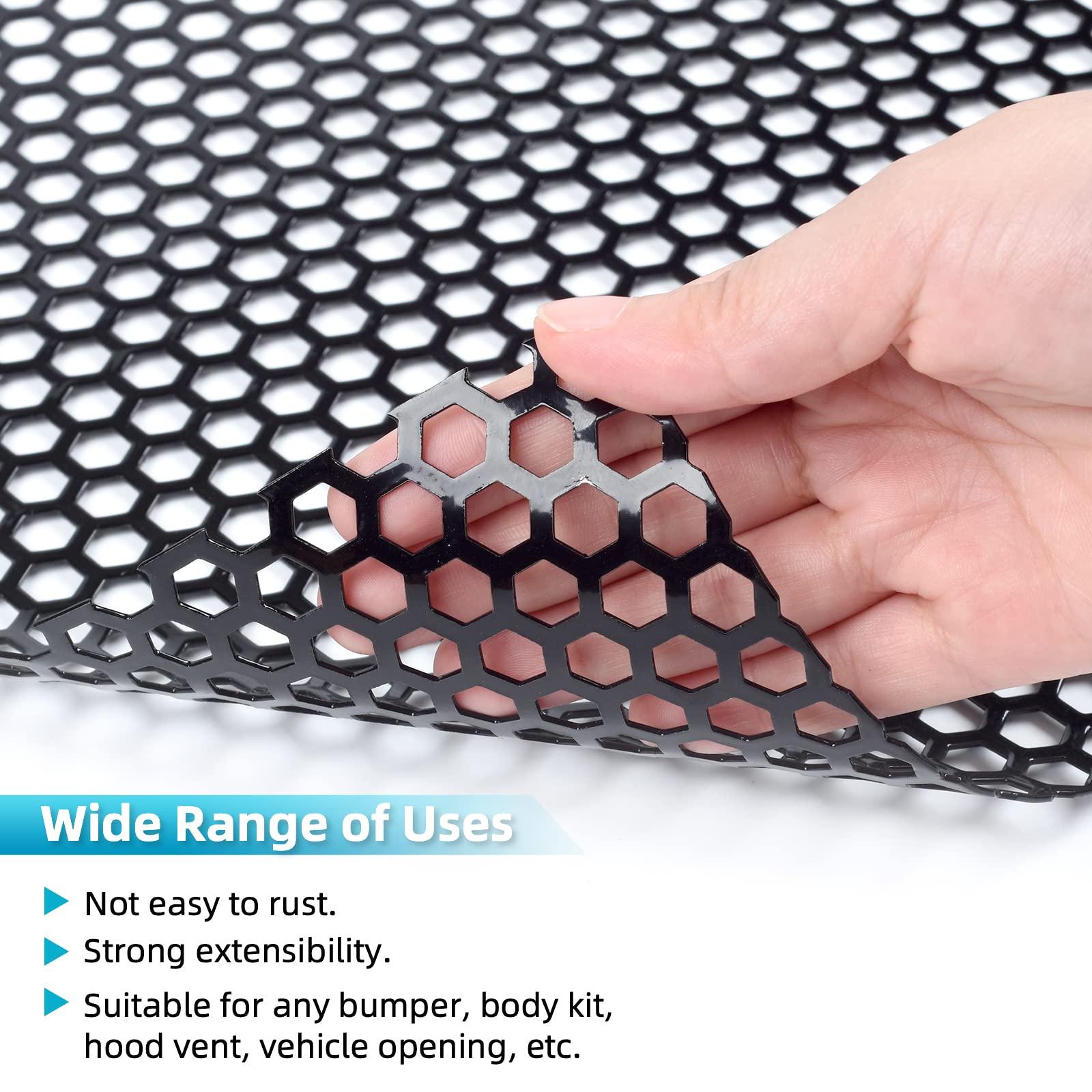 AggAuto Universal 40''x13'' Car Grill Mesh - Aluminum Alloy Automotive Grille Insert Bumper Honeycomb Hole 8mm Spacing 3mm, One