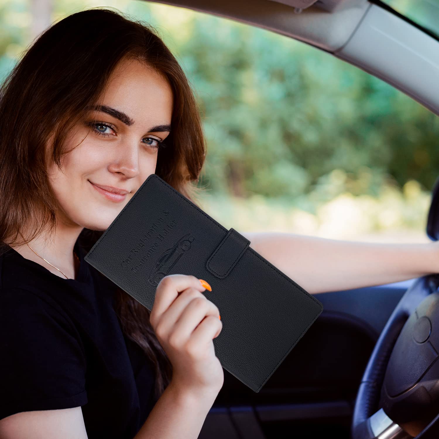 Rsaquar Car Registration And Insurance Holder, Leather Car Glove Box Organizer, Cool Car Accessories For Id, Driver'S License Ca