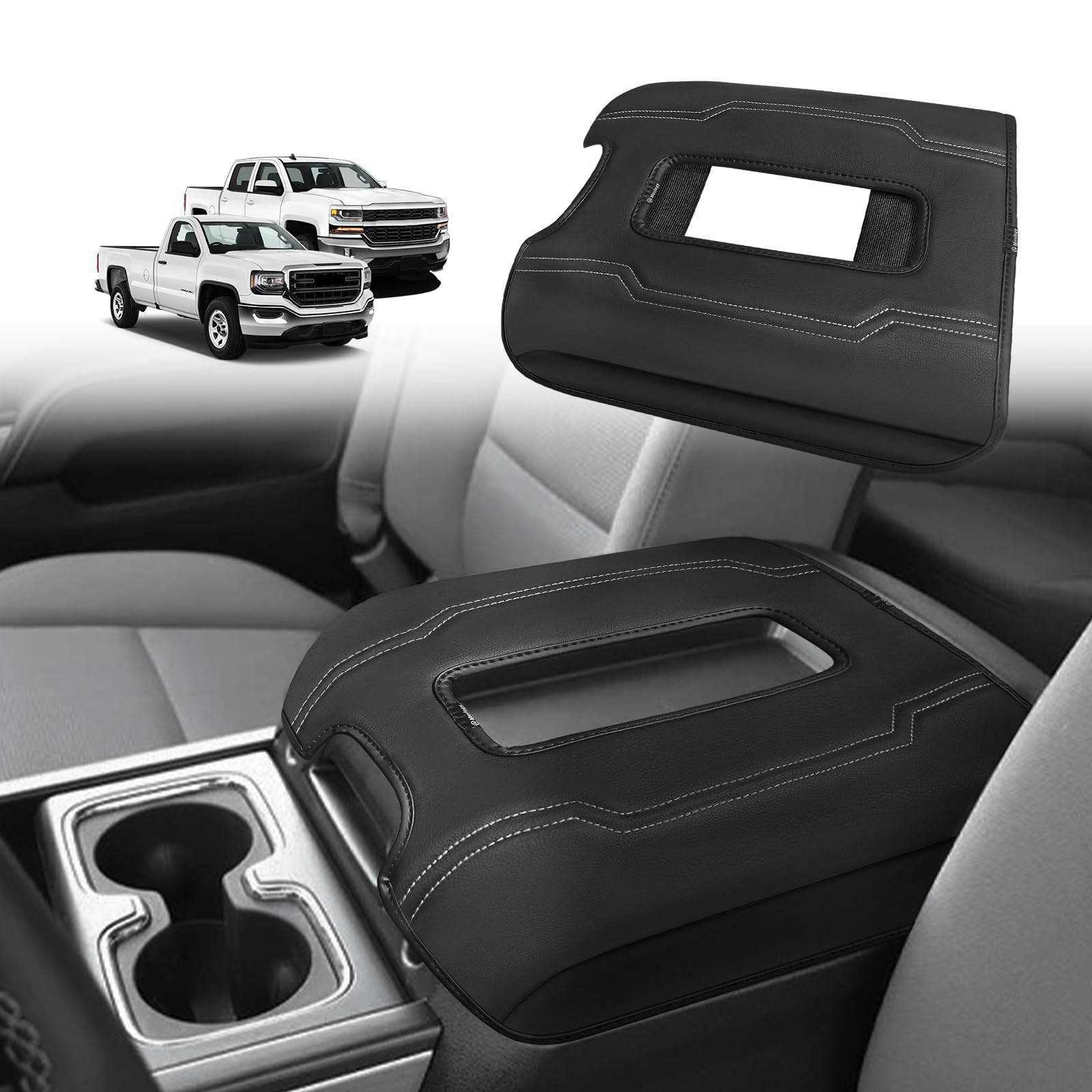 Muslogy Center Console Armrest Cover Compatible With Chevy Silverado & Gmc Sierra 1500 2500 3500 2014-2018 Comfort Armrest Pad A